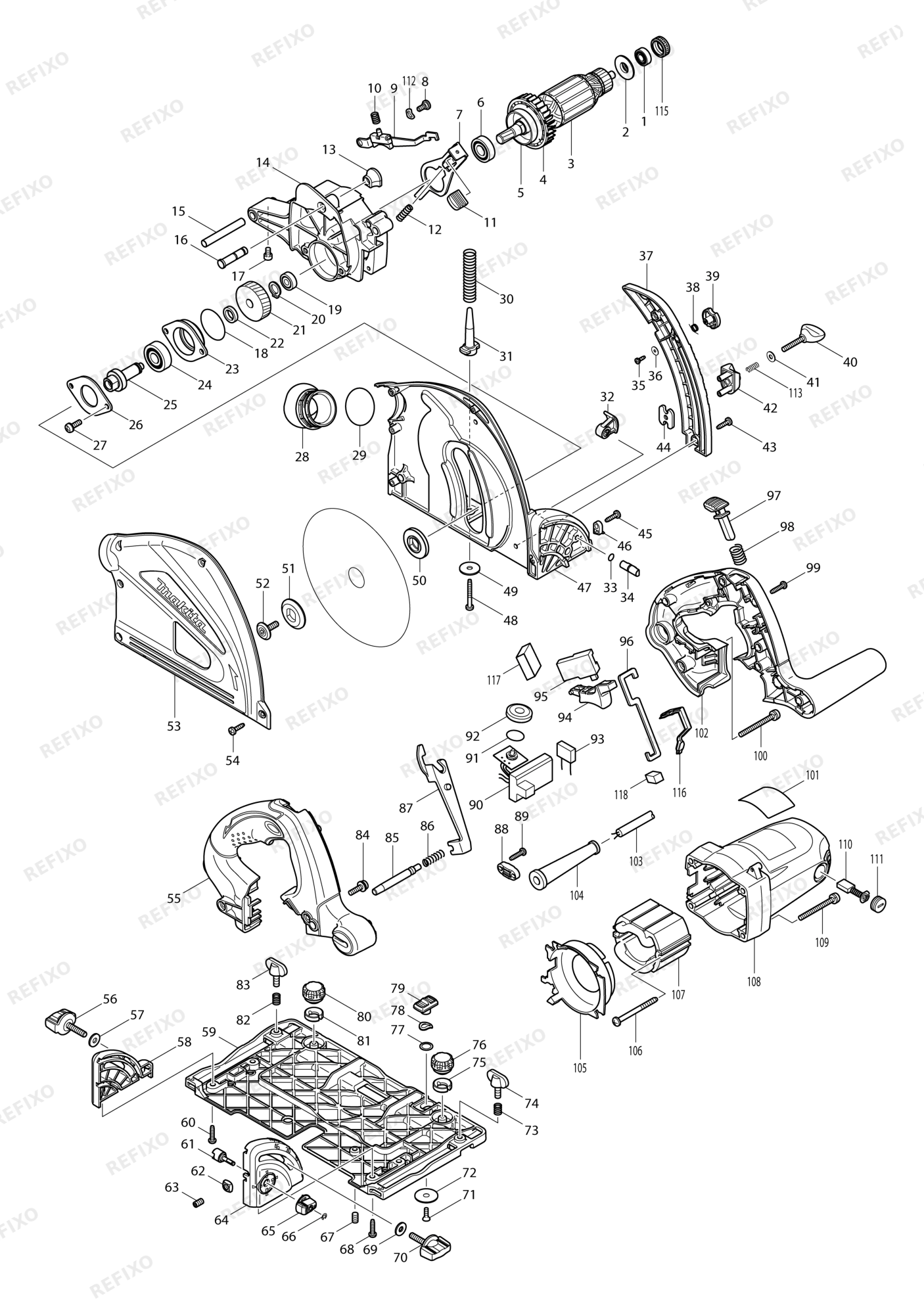 MAKITA SP6000 — схема запчастей