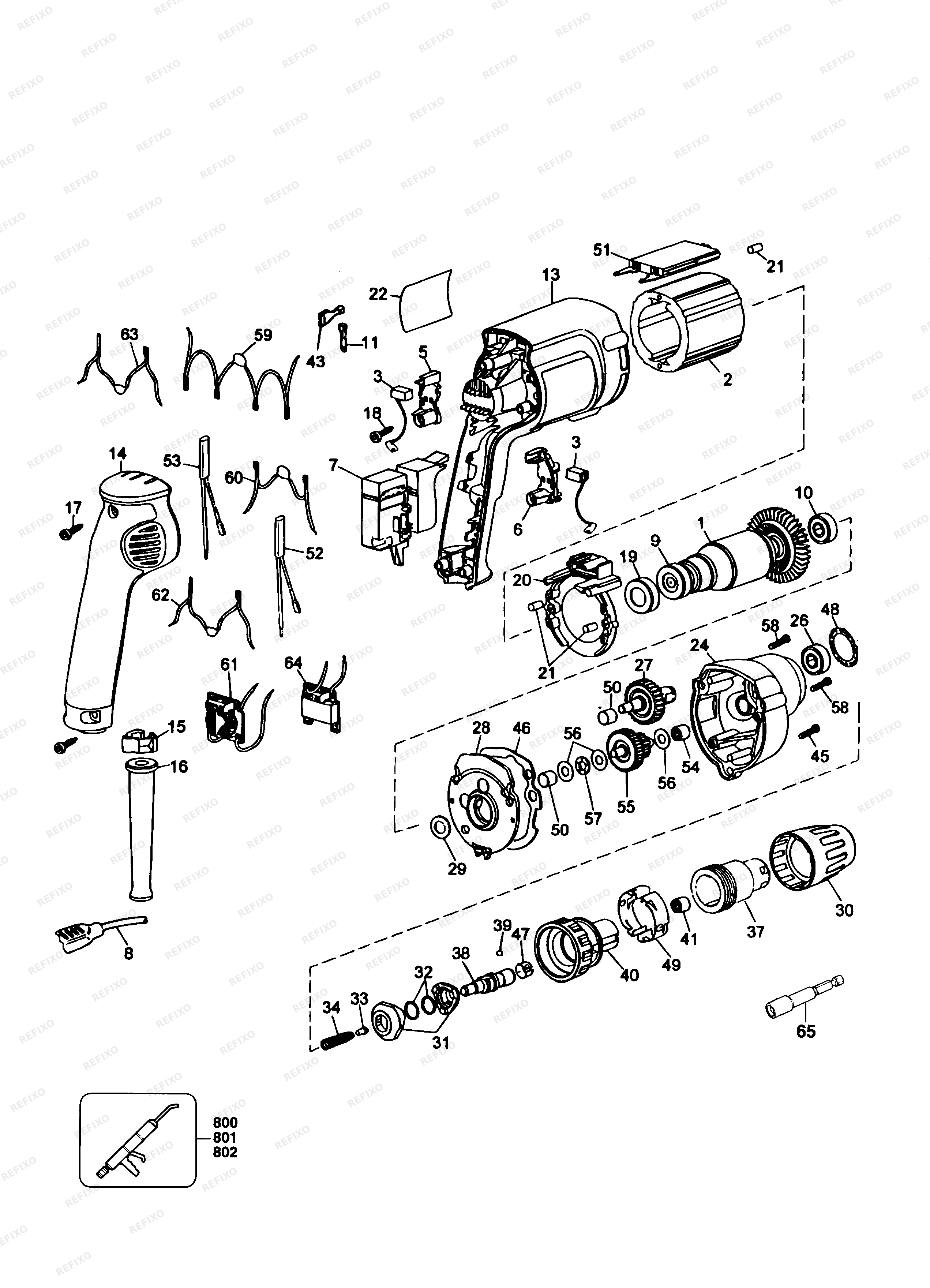 DeWalt ОТВЁРТКА DW263K — схема запчастей
