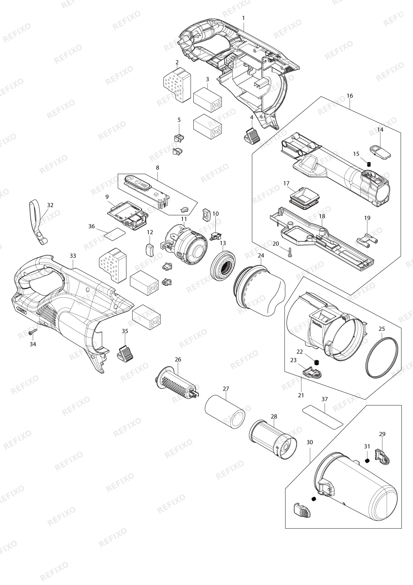 MAKITA CL004G — схема запчастей
