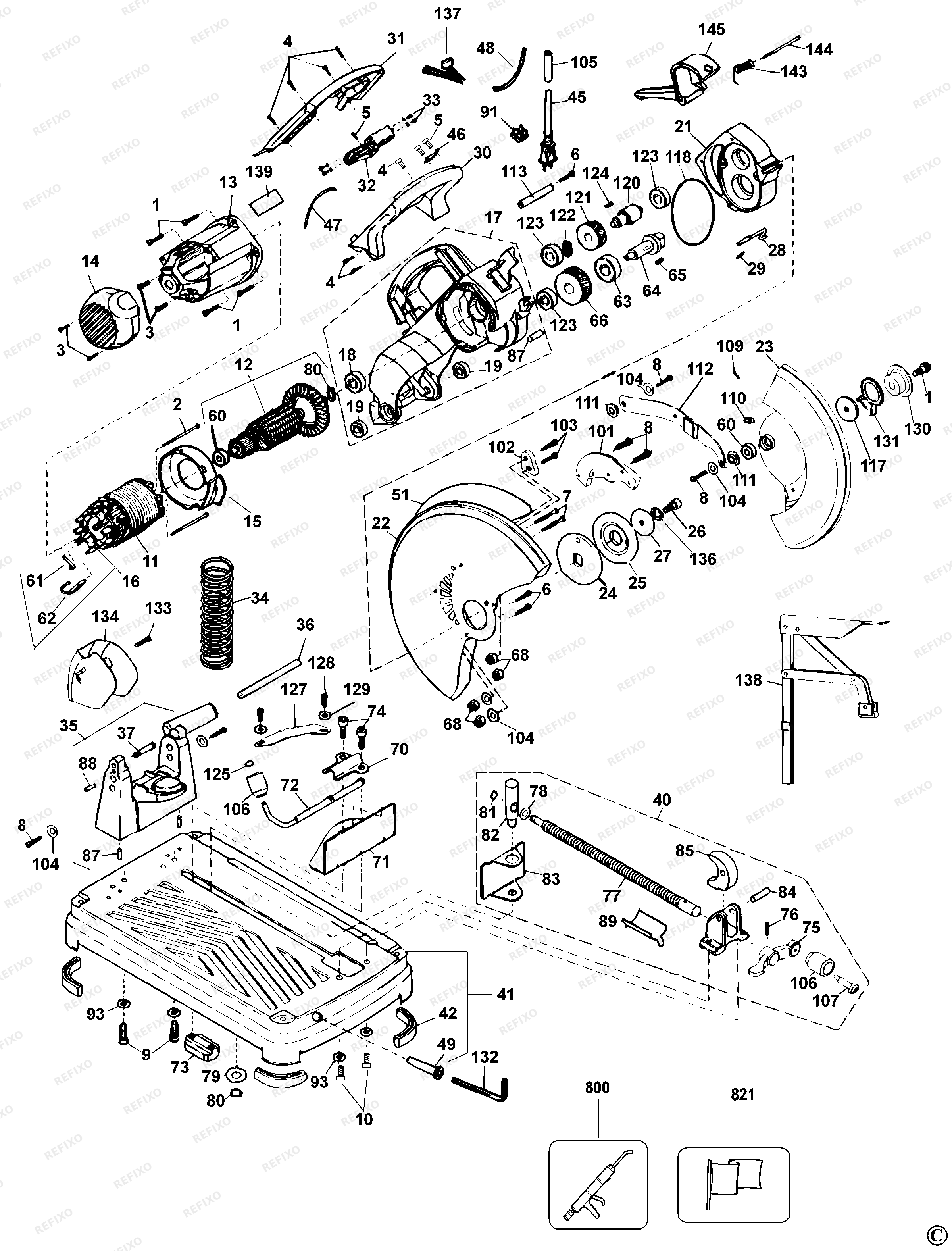 DeWalt ОТРЕЗНАЯ ПИЛА - РЕЗКА МЕТАЛЛОВ MTS24 — схема запчастей