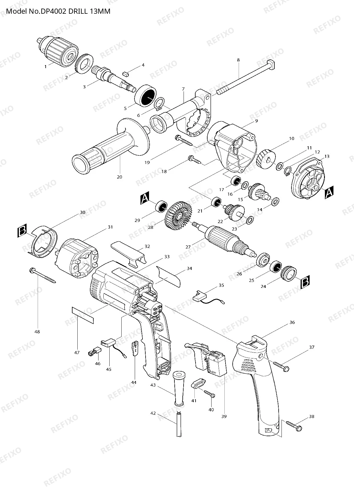 MAKITA DP4002 — схема запчастей