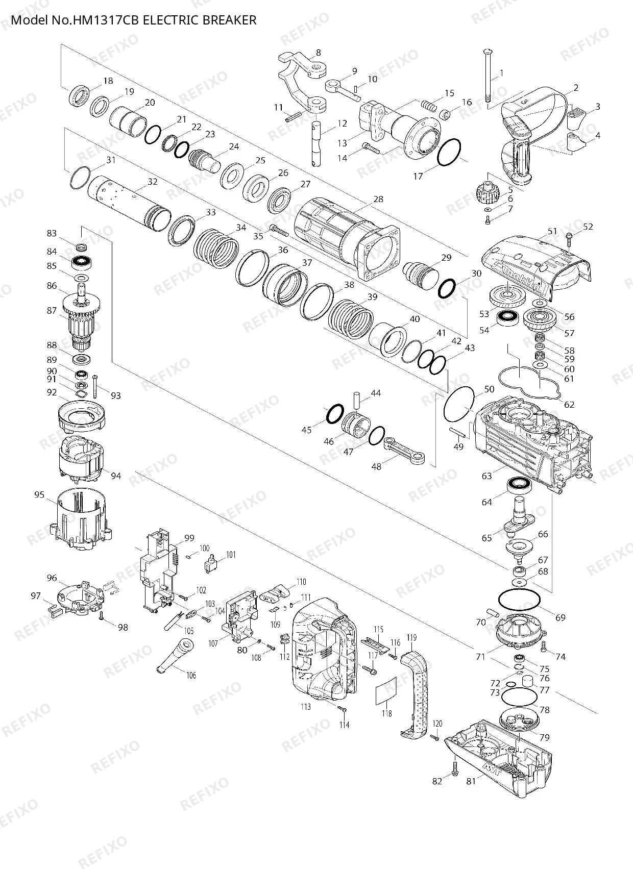 MAKITA HM1317CB — схема запчастей