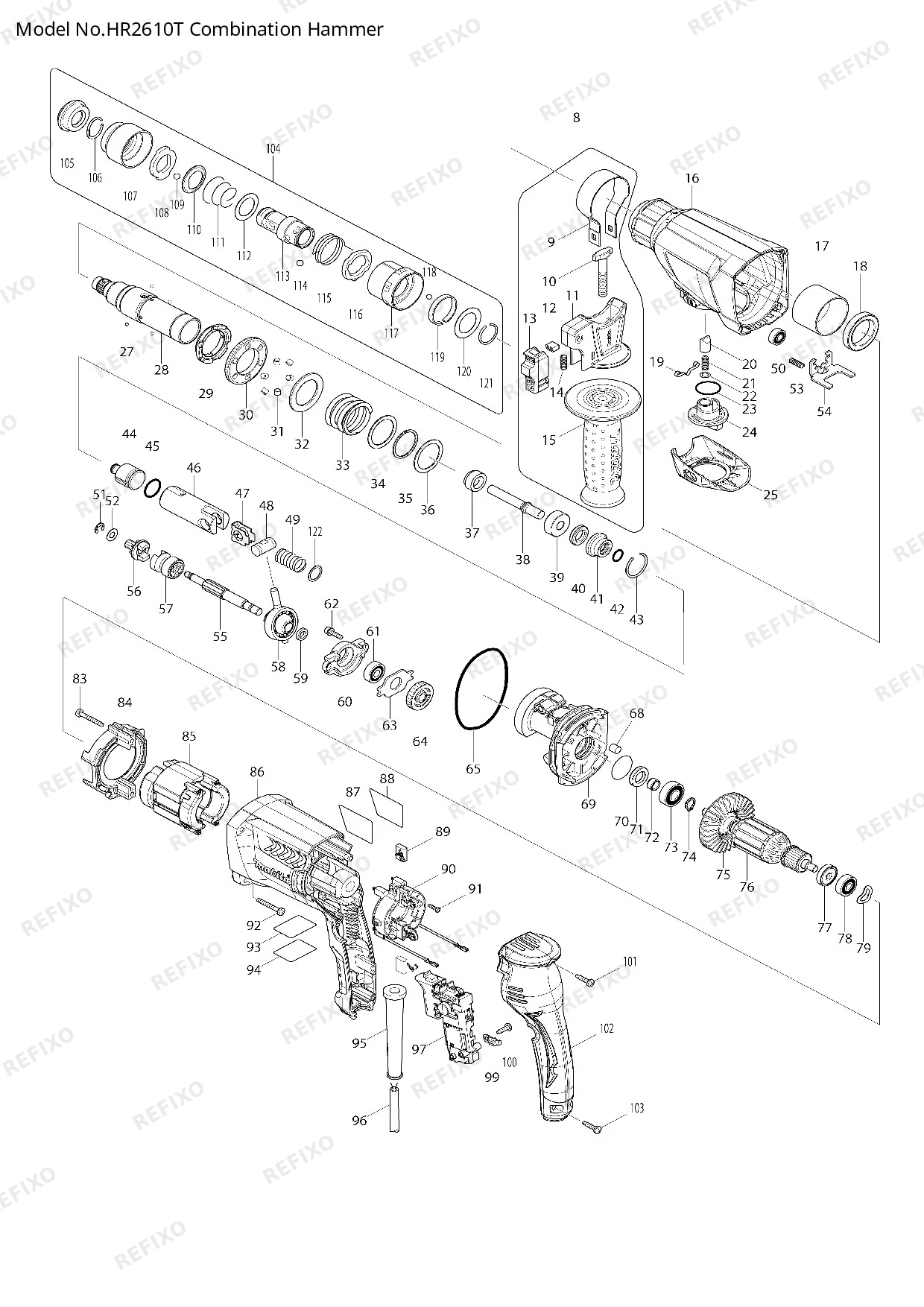 MAKITA HR2610T — схема запчастей