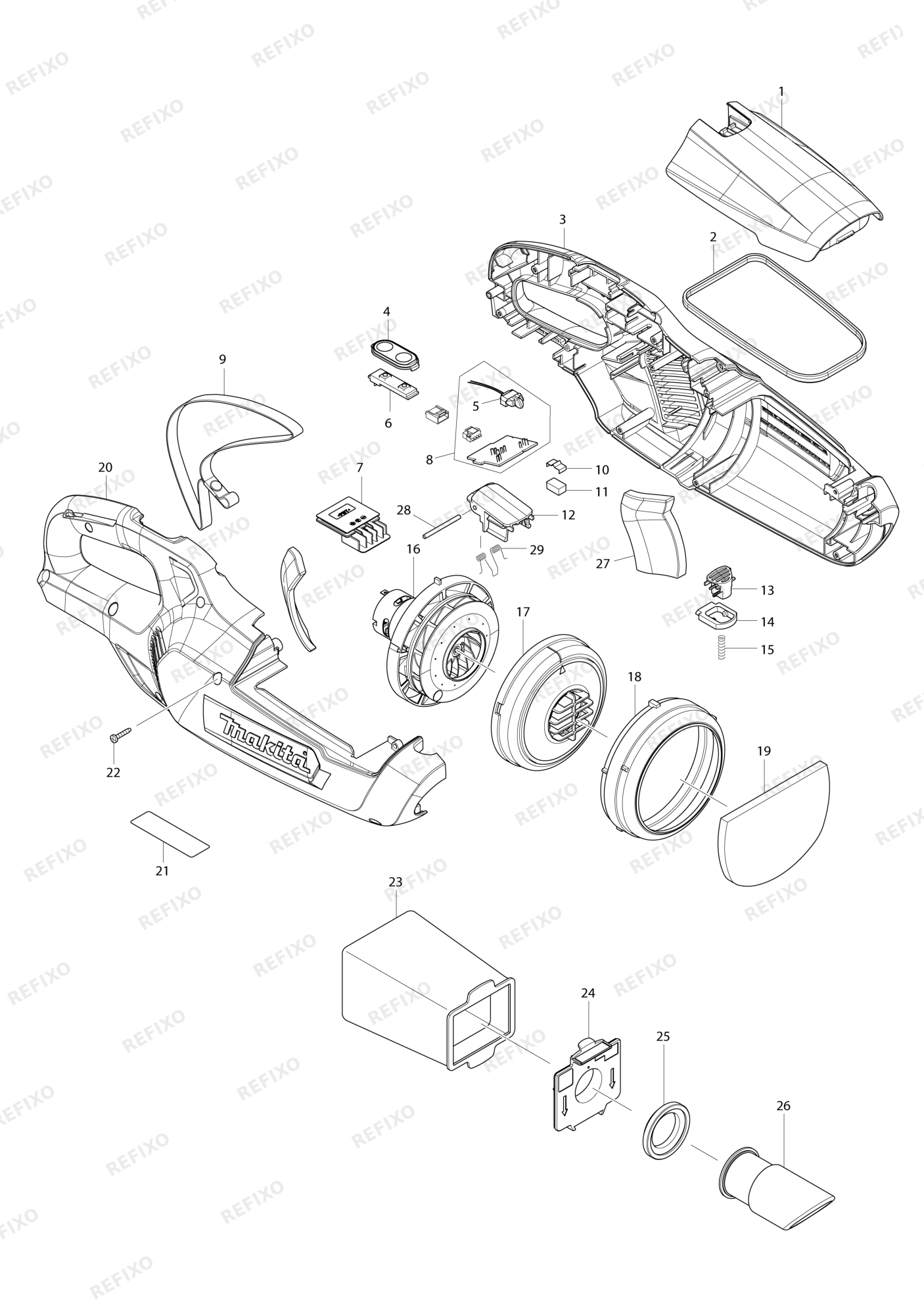 MAKITA CL107FD — схема запчастей