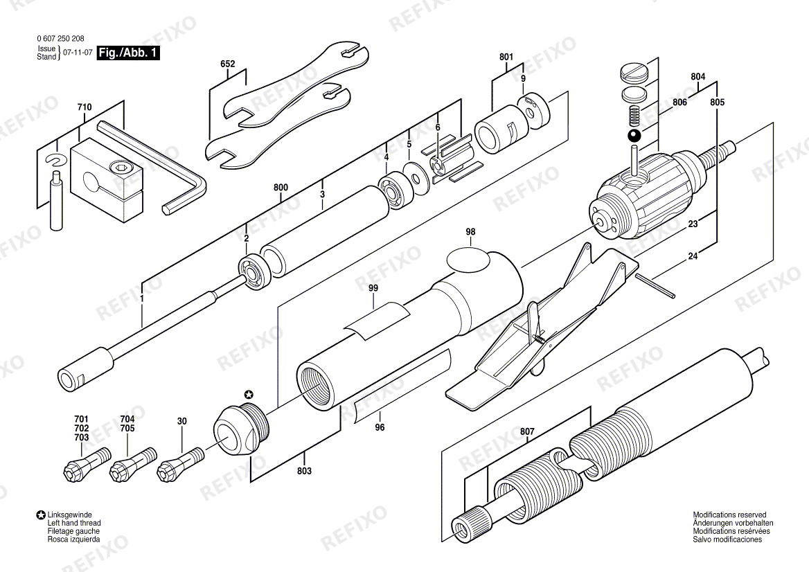Bosch Pw-Geradschleifer 50 WATT-SERIE (0 607 250 208) — схема запчастей