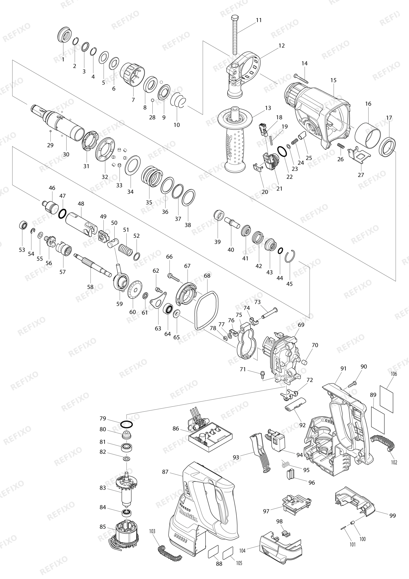 MAKITA BHR242 — схема запчастей