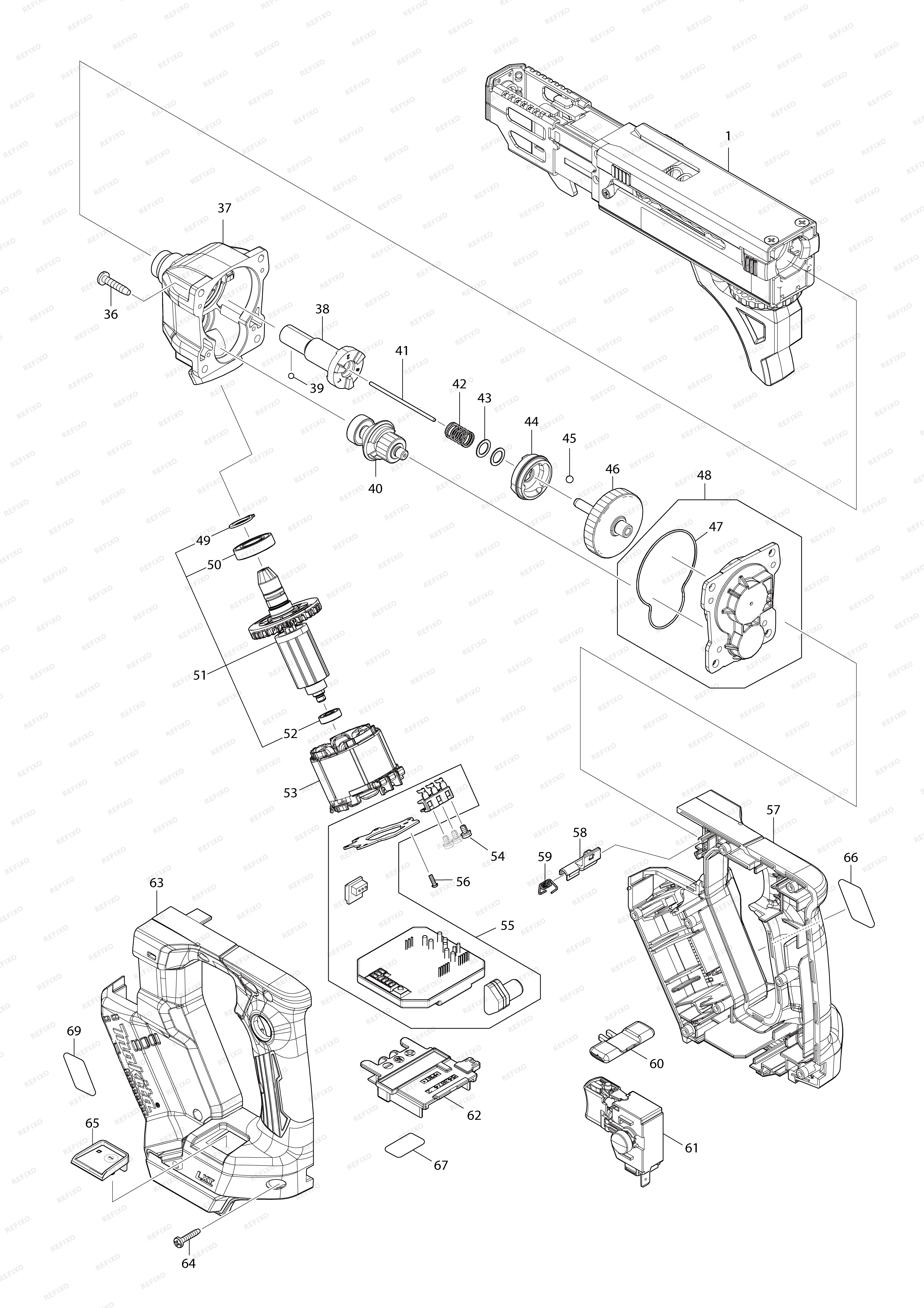 MAKITA DFR552 — схема запчастей
