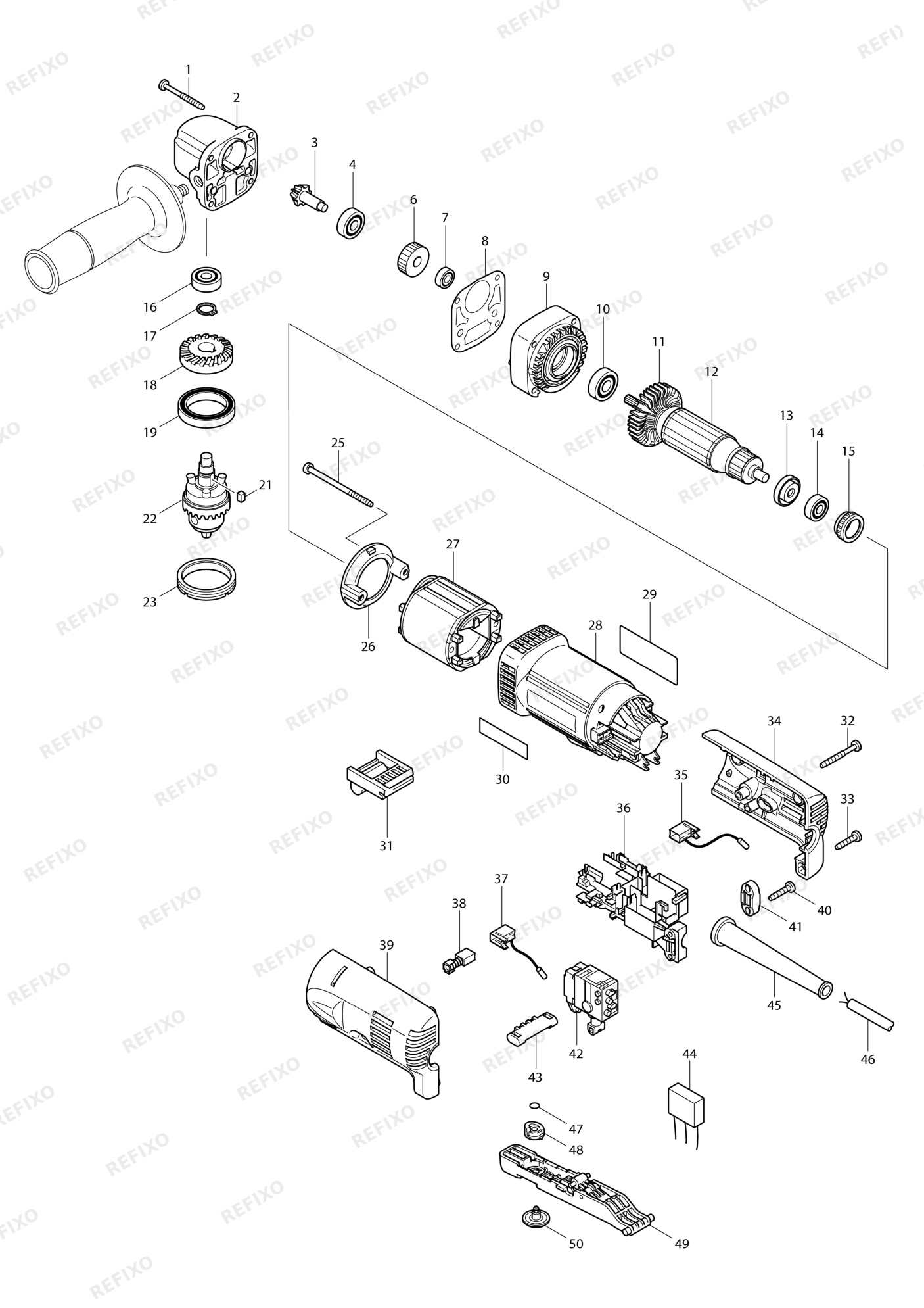 MAKITA DA3010 — схема запчастей