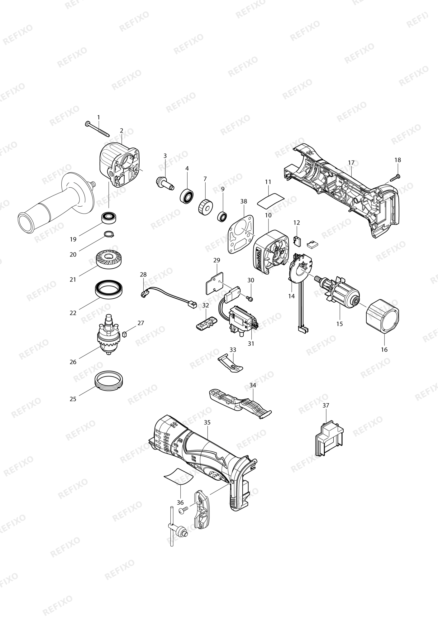 MAKITA DDA350 — схема запчастей
