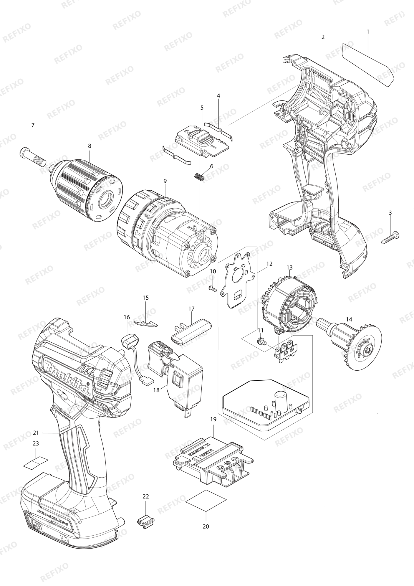 MAKITA DHP485 — схема запчастей