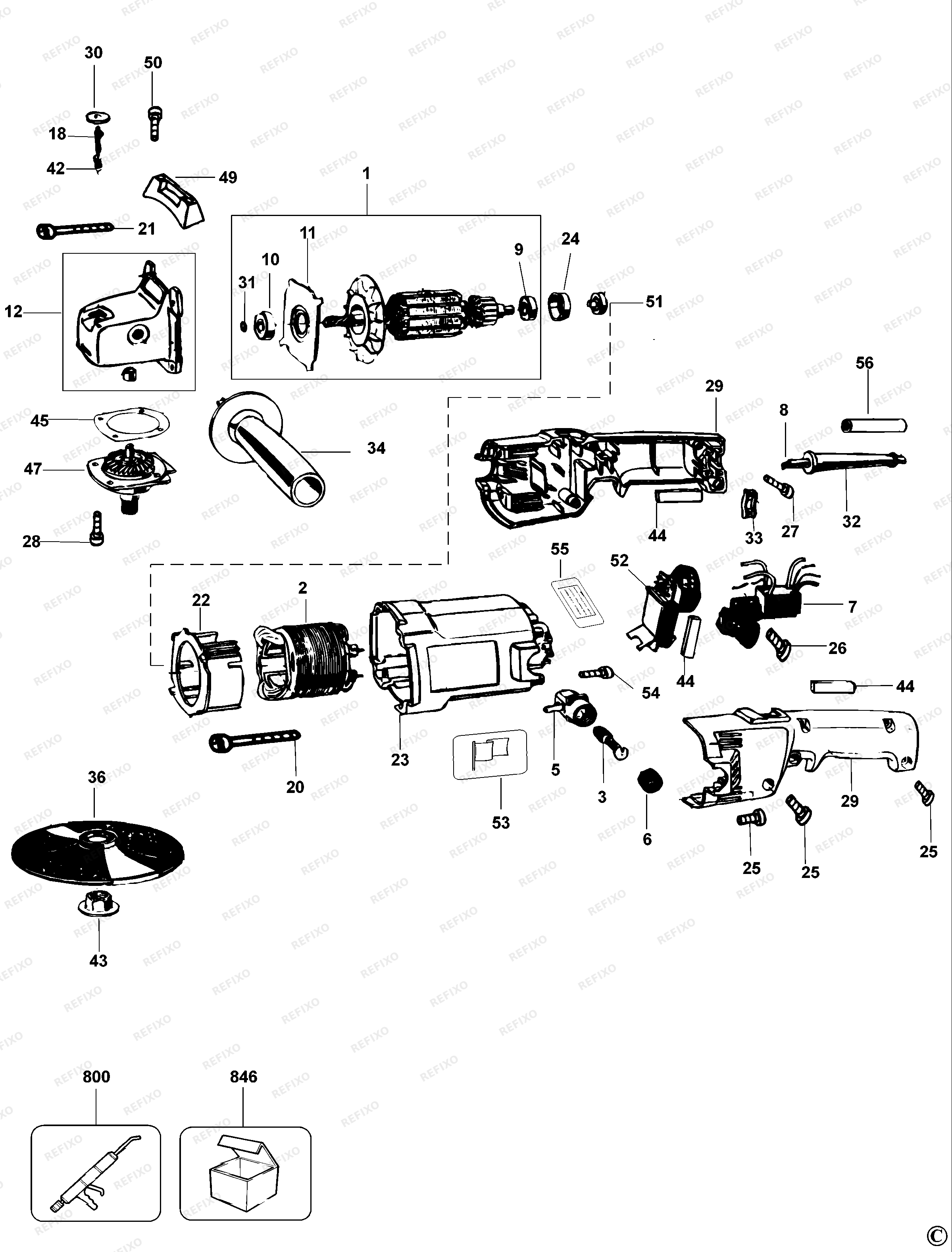 DeWalt ПОЛИРОВАЛЬНЫЙ СТАНОК DW849 — схема запчастей