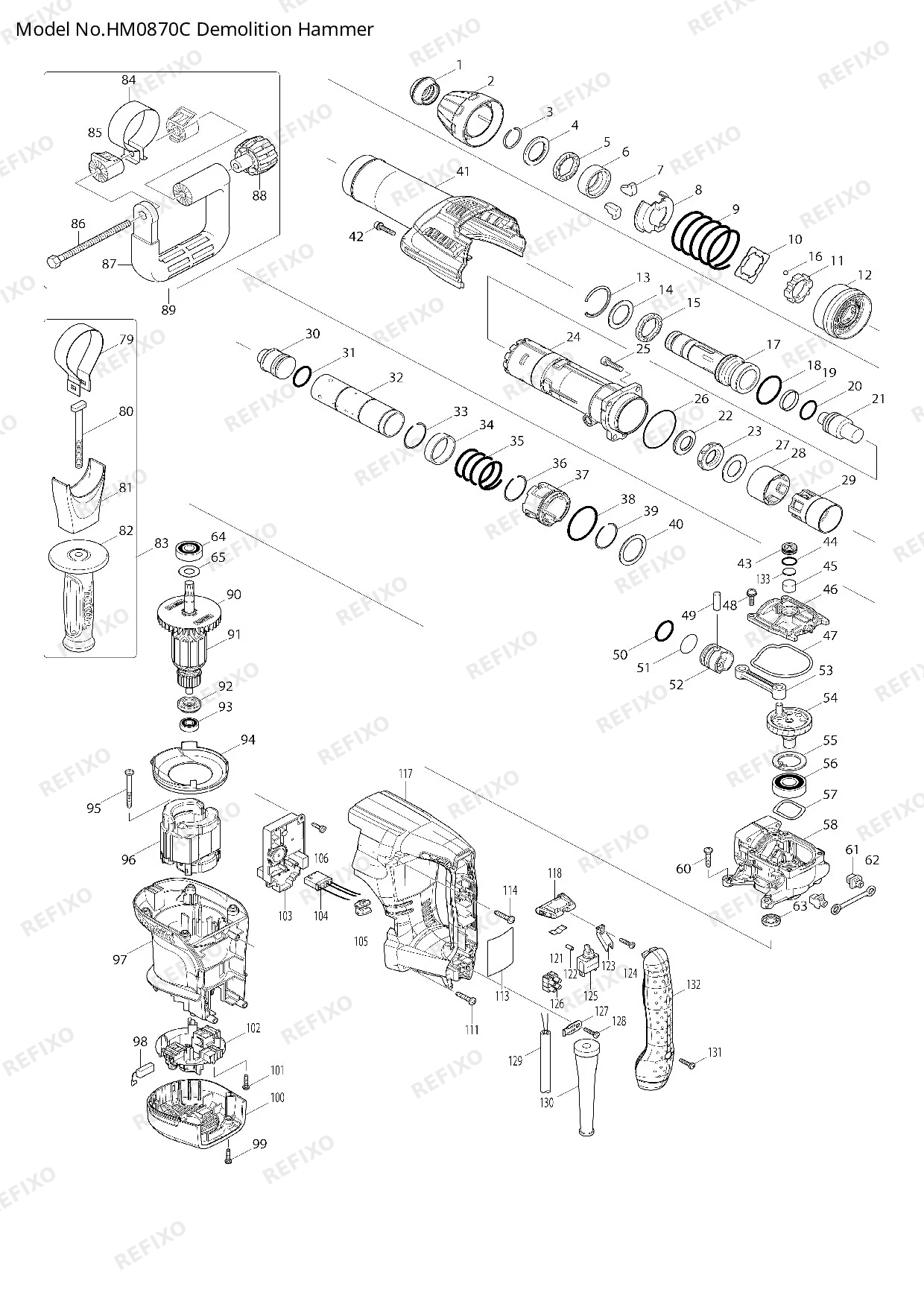 MAKITA HM0870C — схема запчастей