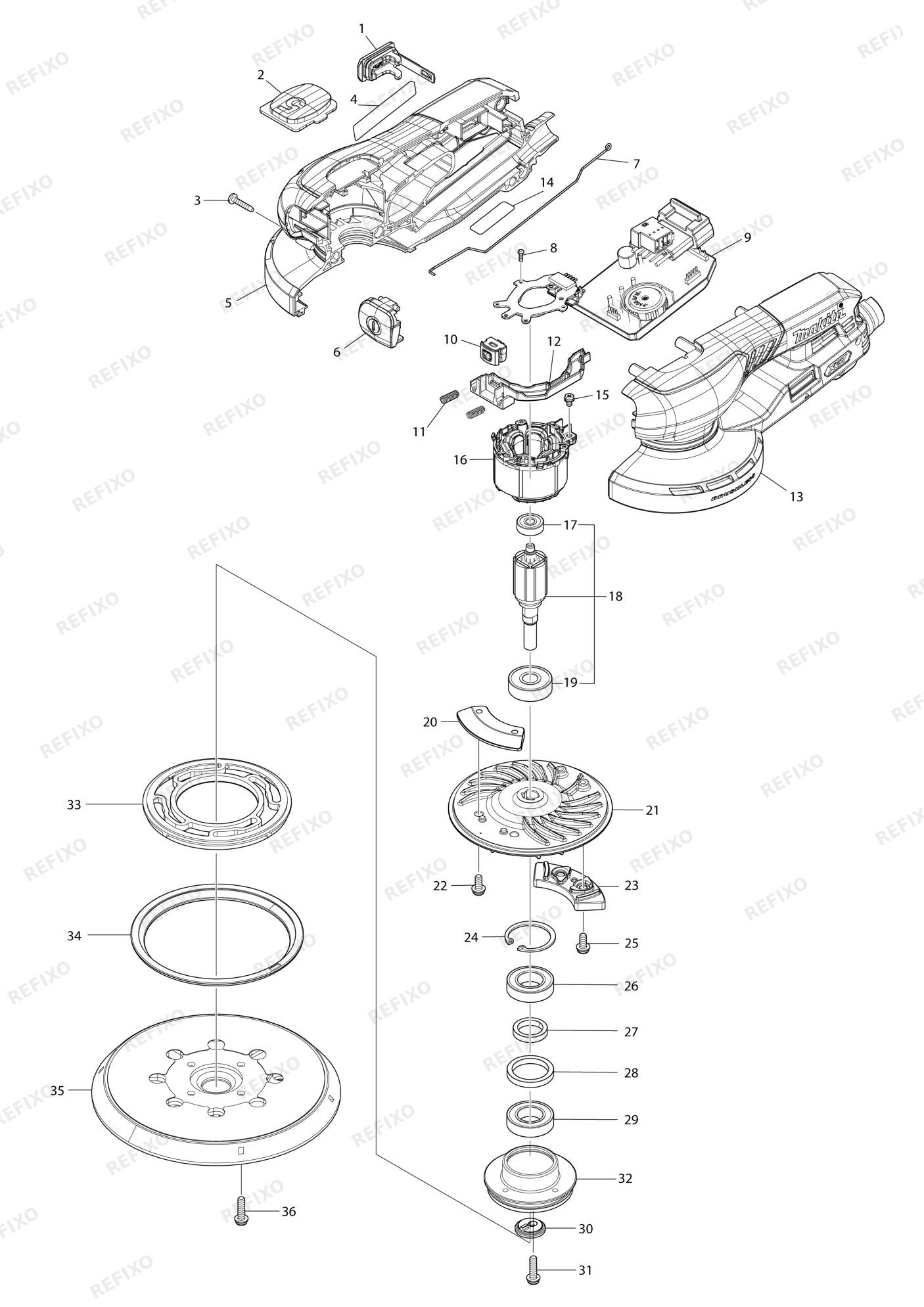 MAKITA BO002CG — схема запчастей