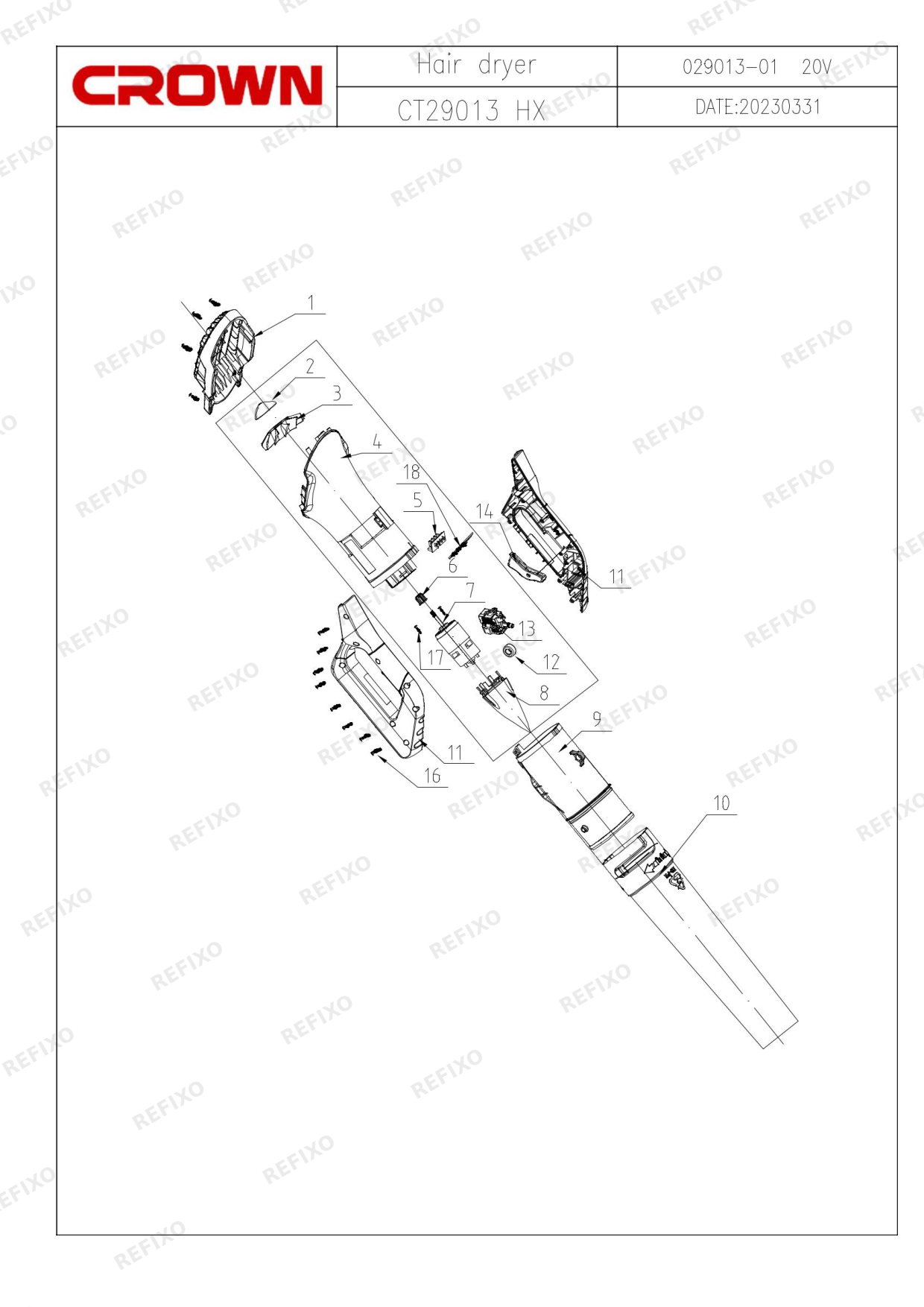 CROWN CT29013HX — схема запчастей
