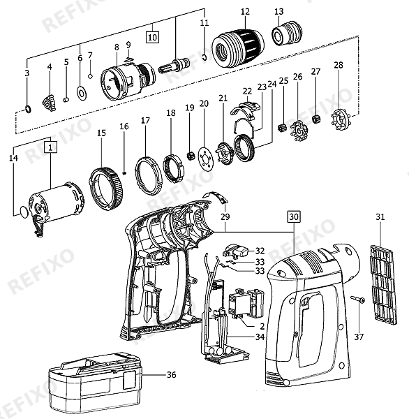 Festool C 12 CE-MH45-Plus - аккумуляторный шуруповёрт 564165 — схема запчастей