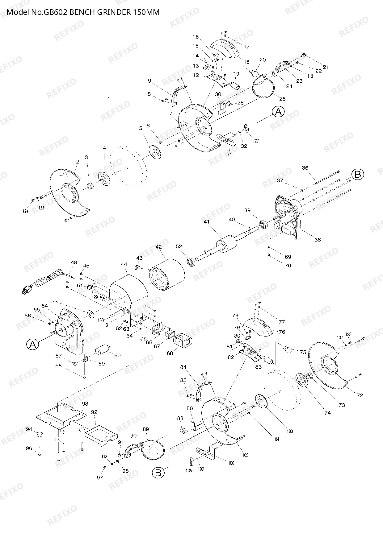 MAKITA GB602 — схема запчастей