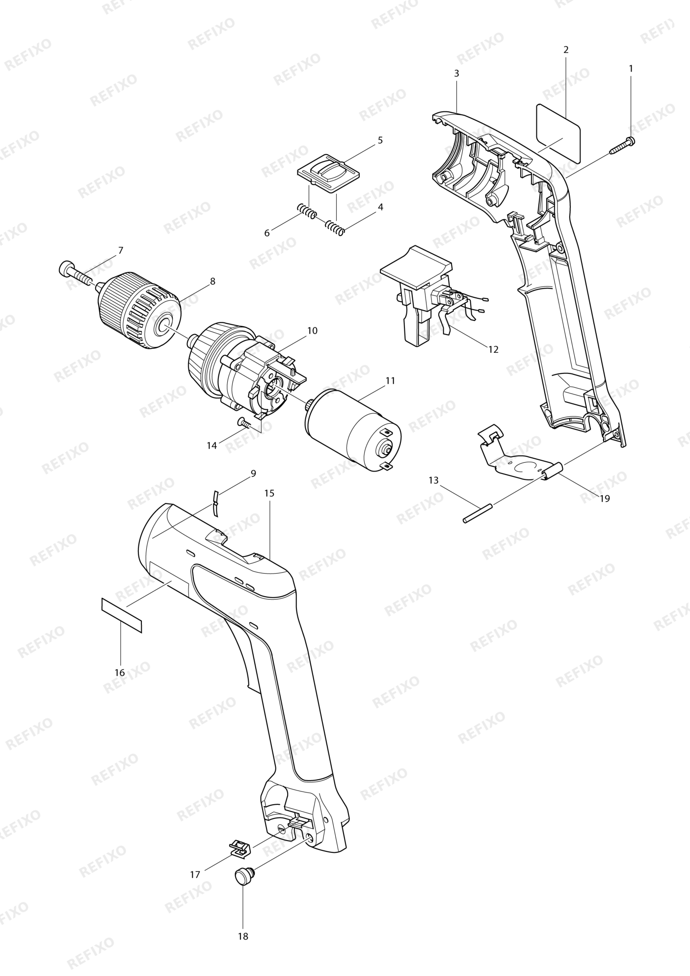 MAKITA 6019D — схема запчастей