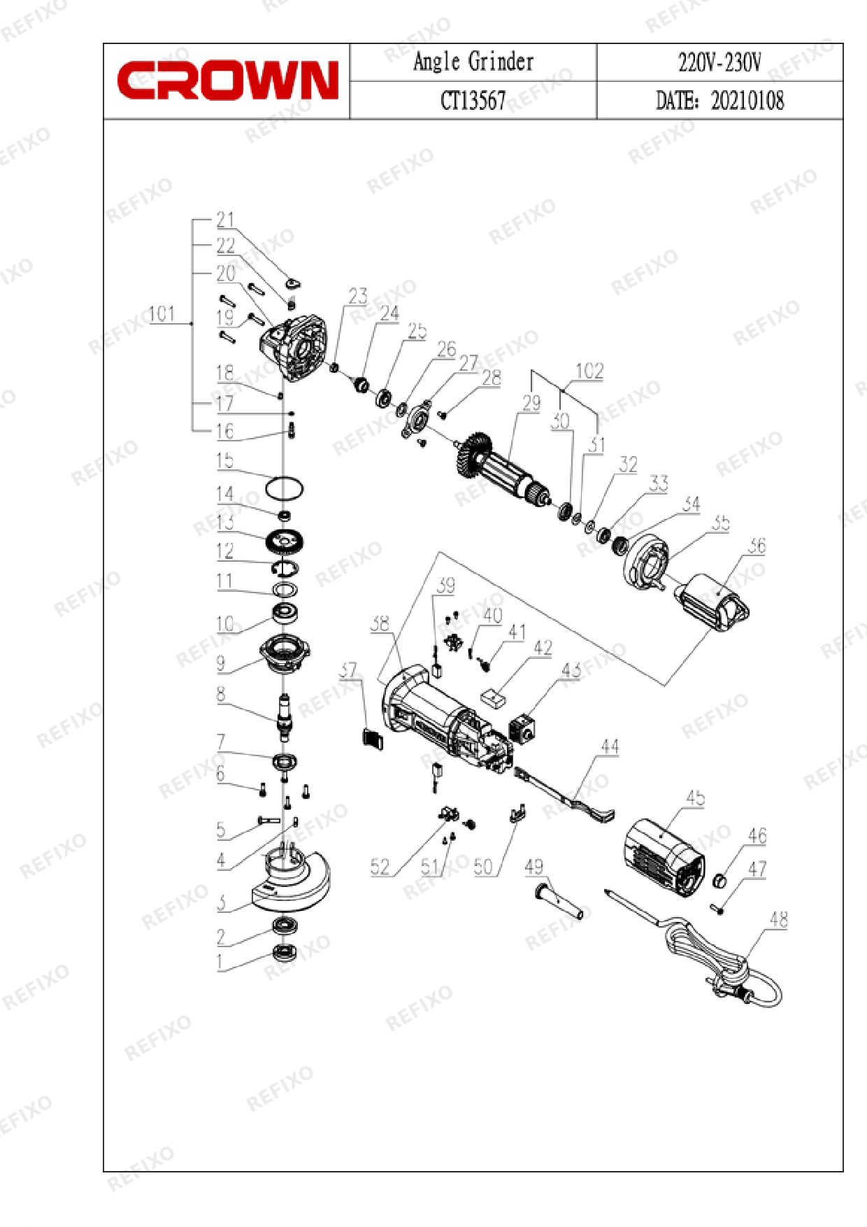 CROWN CT13567 — схема запчастей