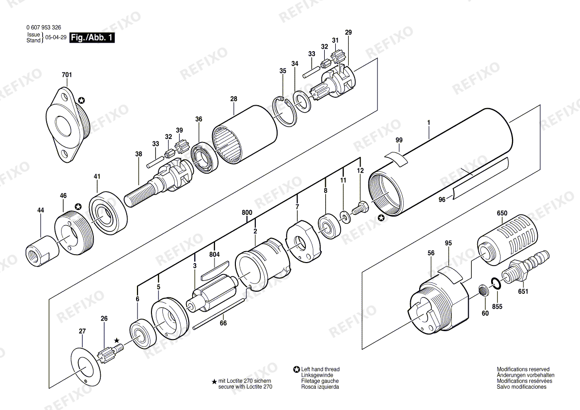 Bosch Einbaumotor 180 WATT-SERIE (0 607 953 326) — схема запчастей