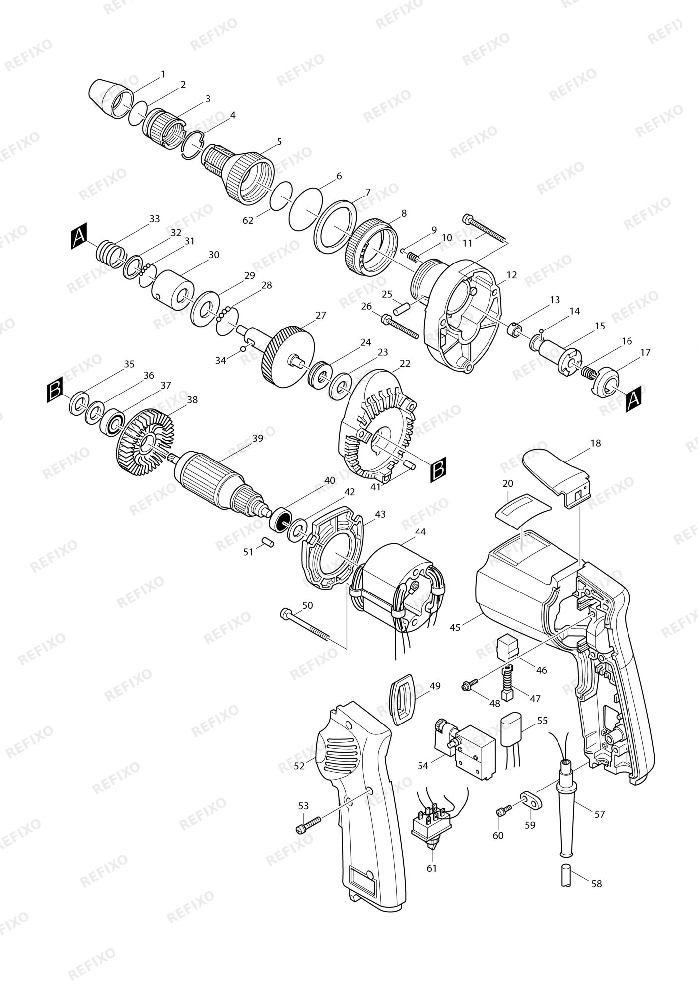 MAKITA 6805BV — схема запчастей
