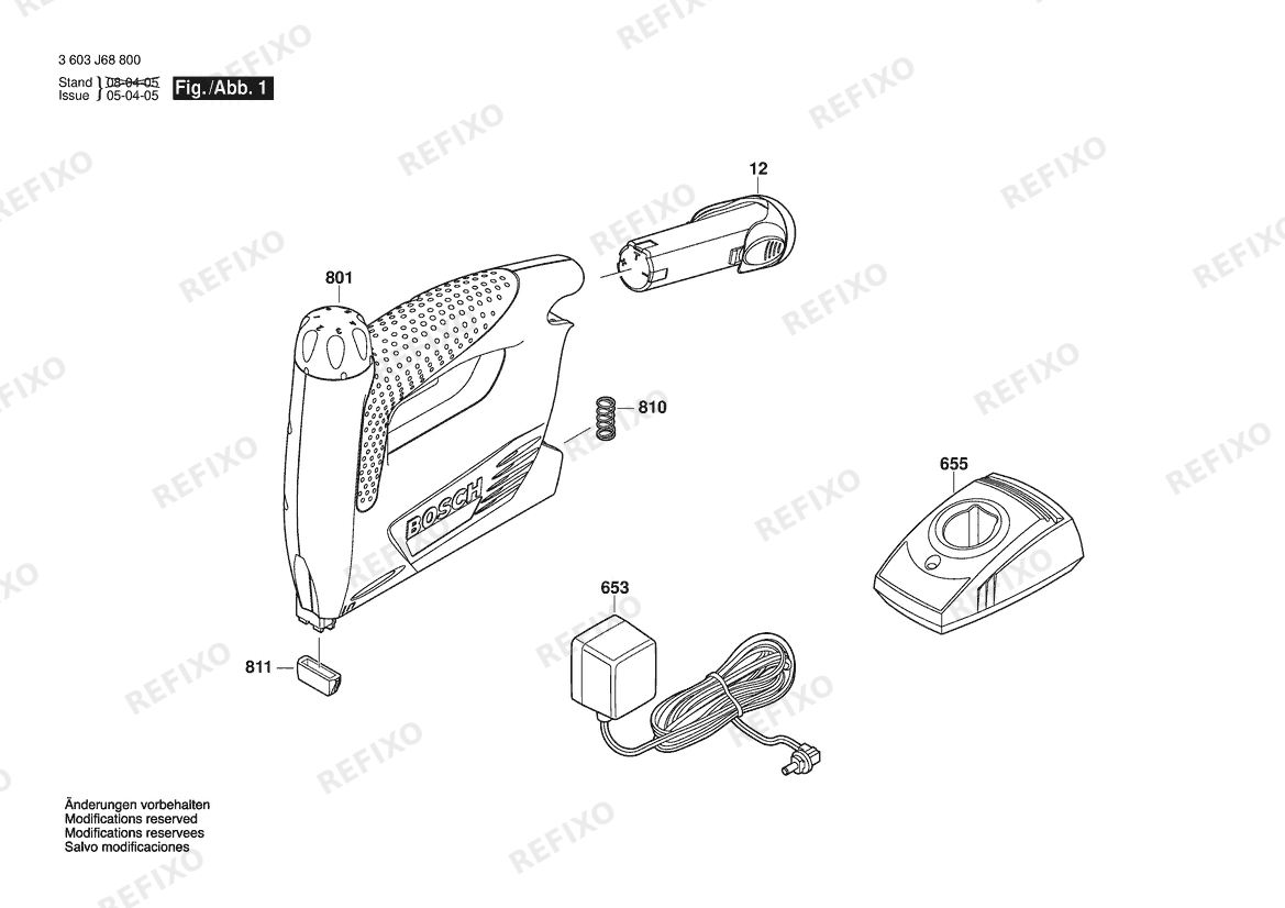Bosch Tacker PTK 3.6 V | 3.6 V | 001 - EU (3 603 J68 800) — схема запчастей