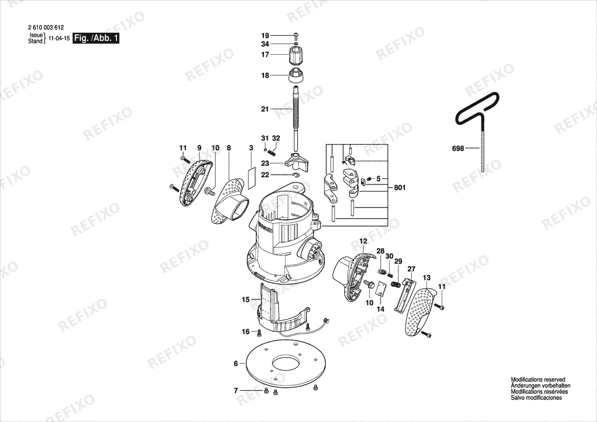 Bosch Фрезер -Vorsatz MRF01 | 120 V | 061 - US (2 610 003 612) — схема запчастей