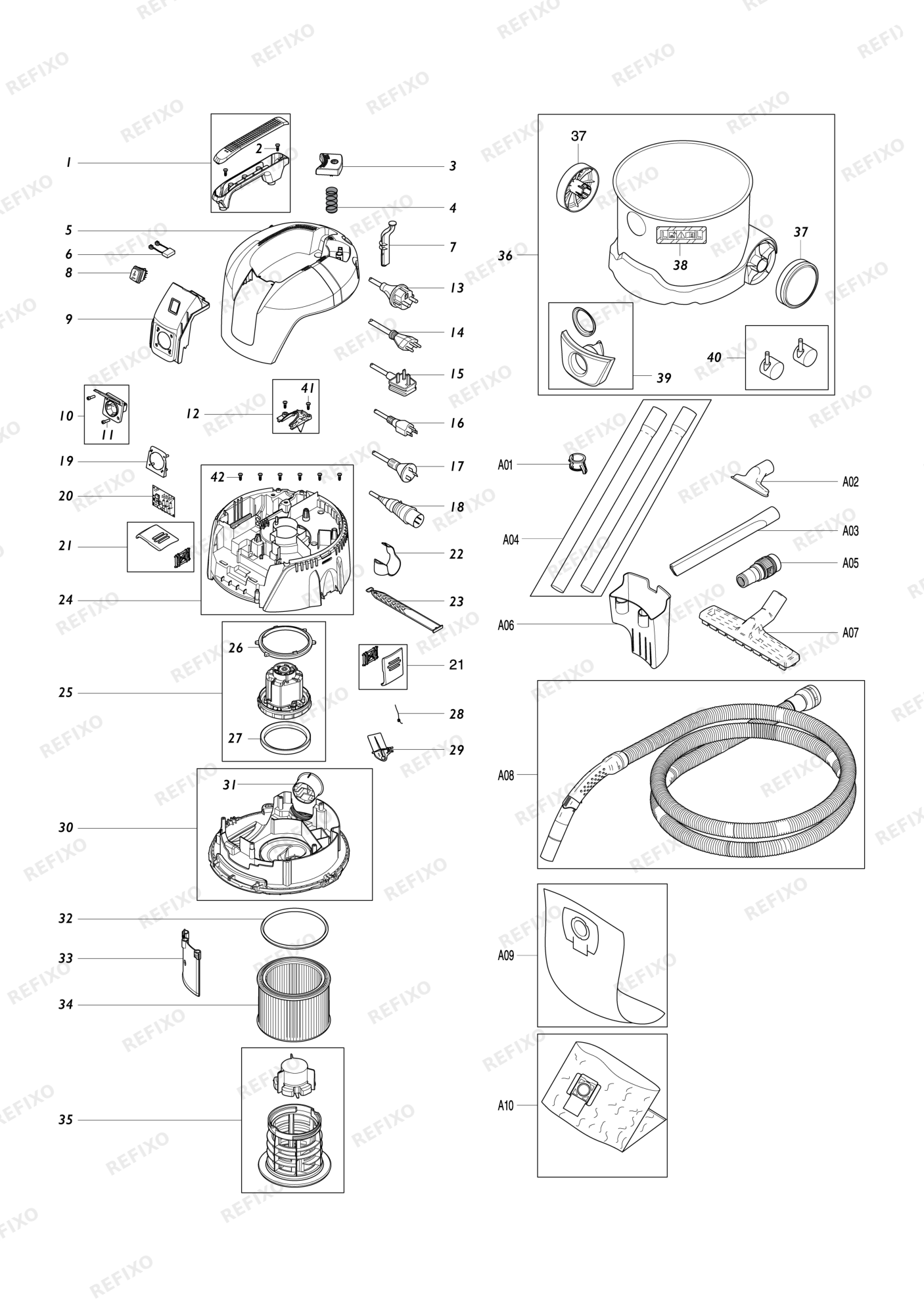 MAKITA VC2012L — схема запчастей