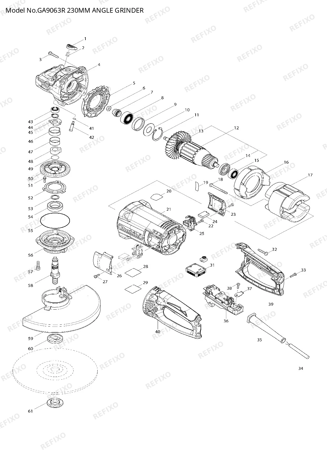 MAKITA GA9063R — схема запчастей