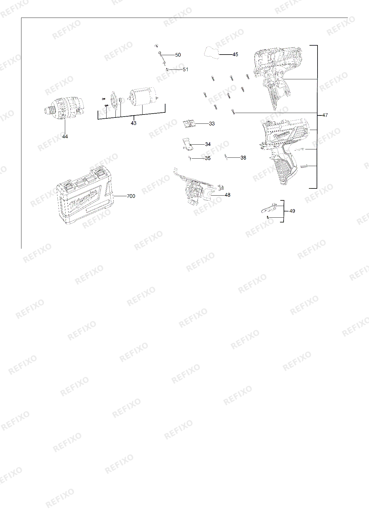 MILWAUKEE M12BD 0 4933441910 4000441901 — схема запчастей