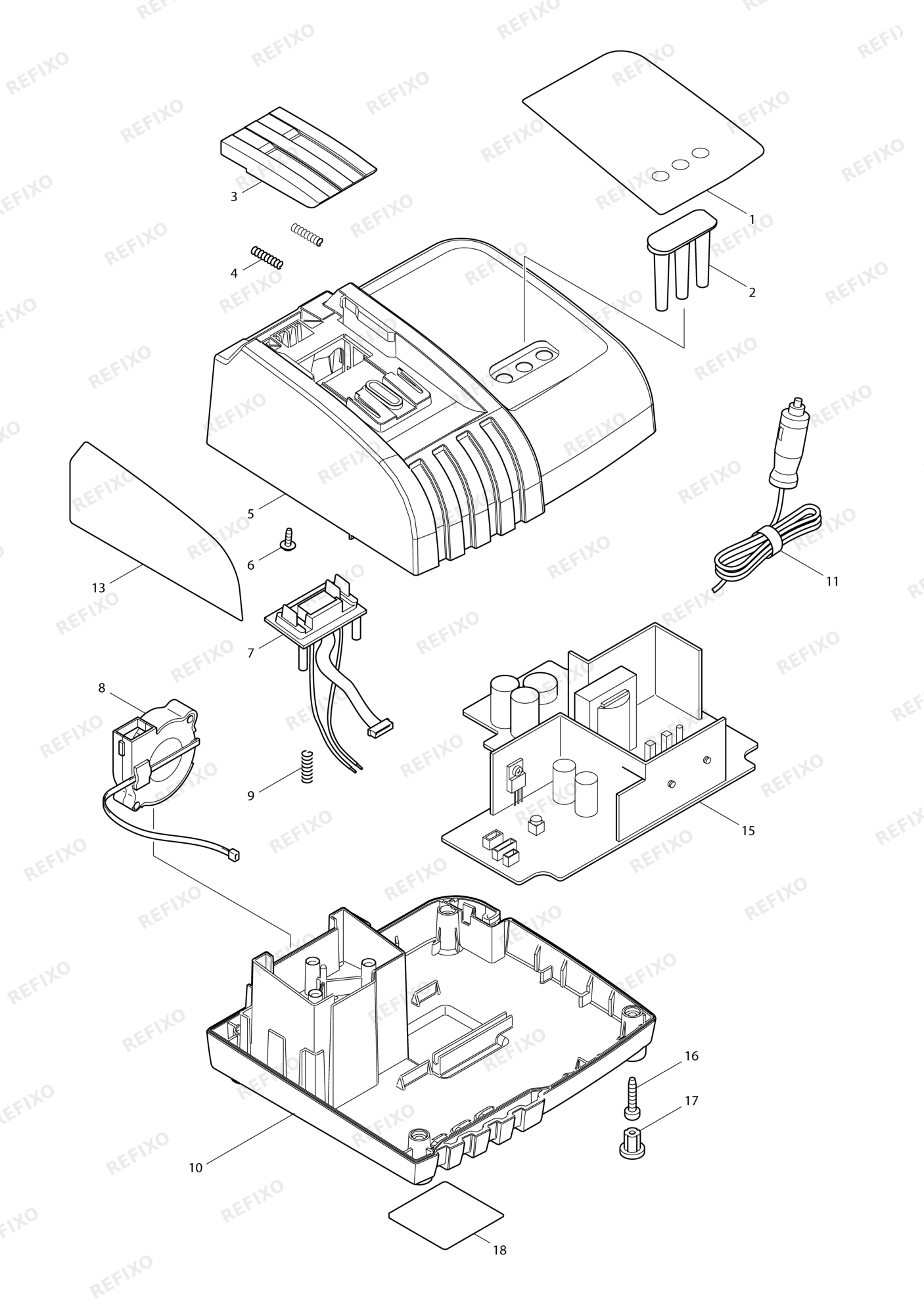 MAKITA DC18SE — схема запчастей