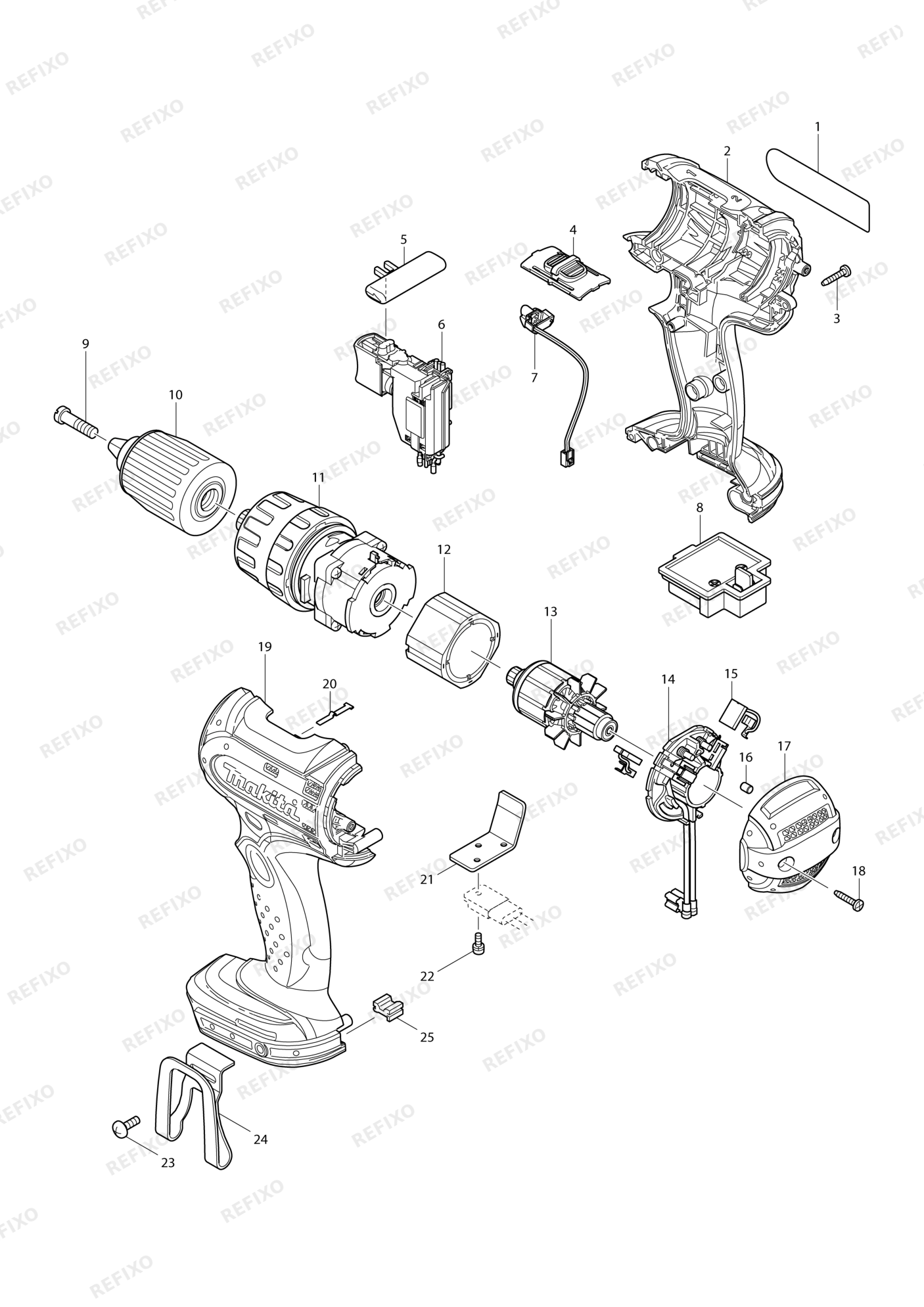 MAKITA BHP442 — схема запчастей