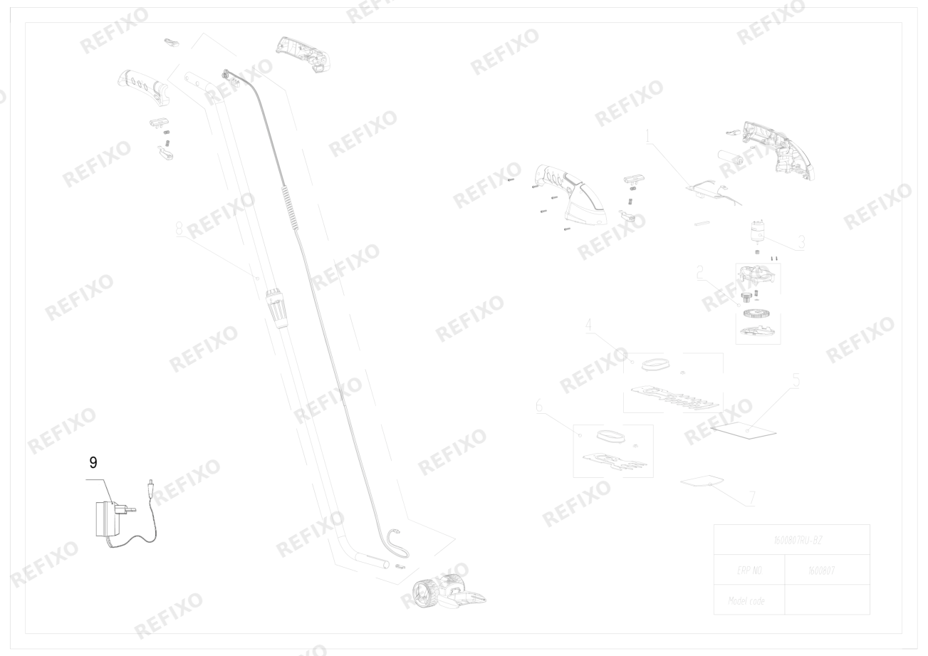 Greenworks 1600807 ++-Exploded view — схема запчастей