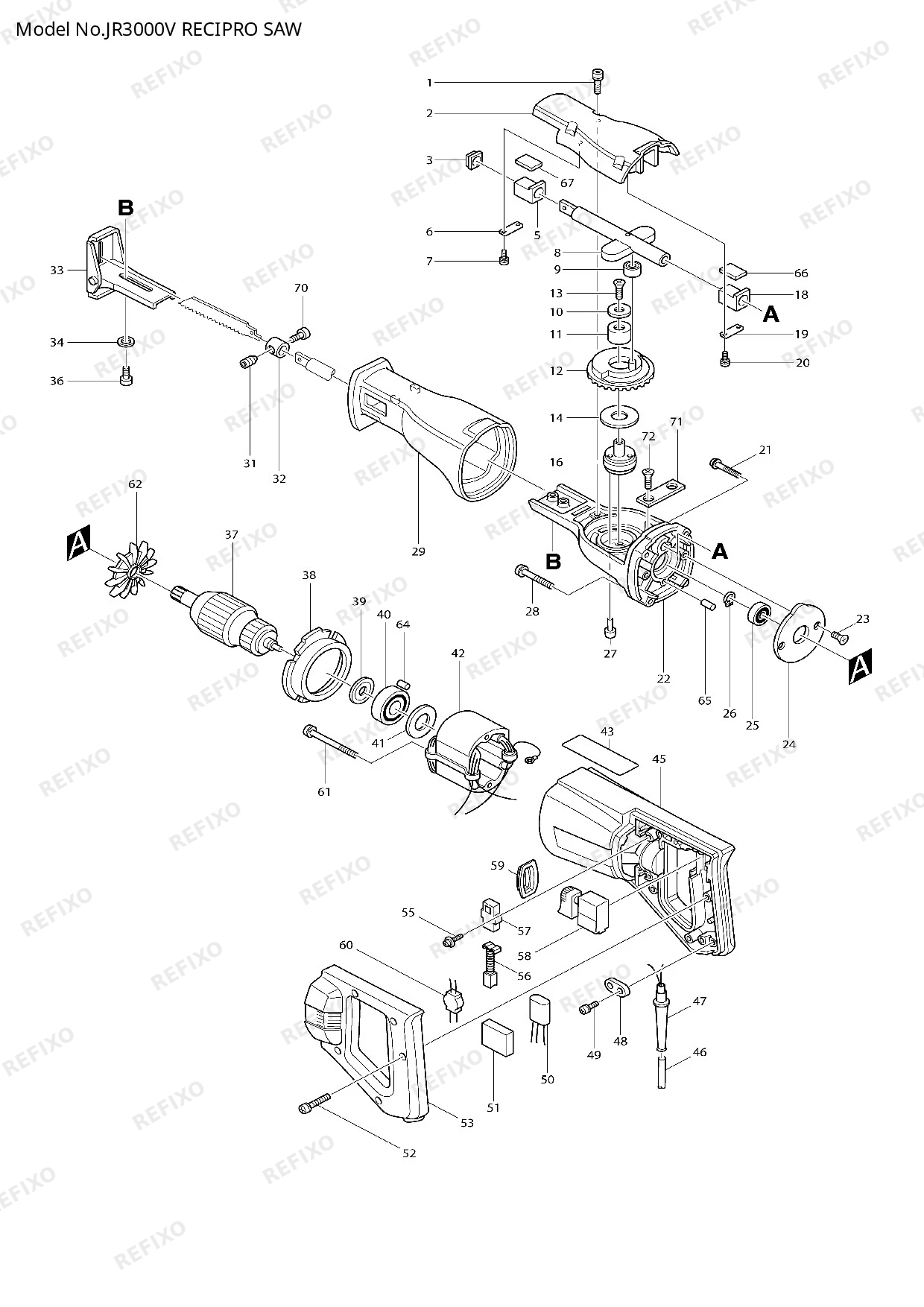 MAKITA JR3000V — схема запчастей