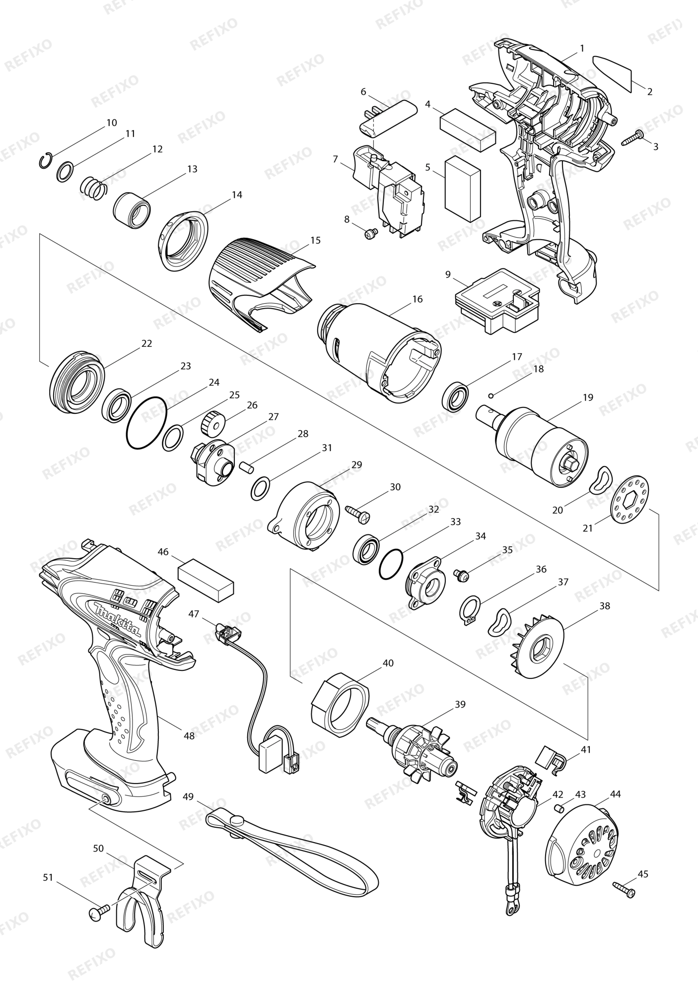MAKITA BTS130 — схема запчастей