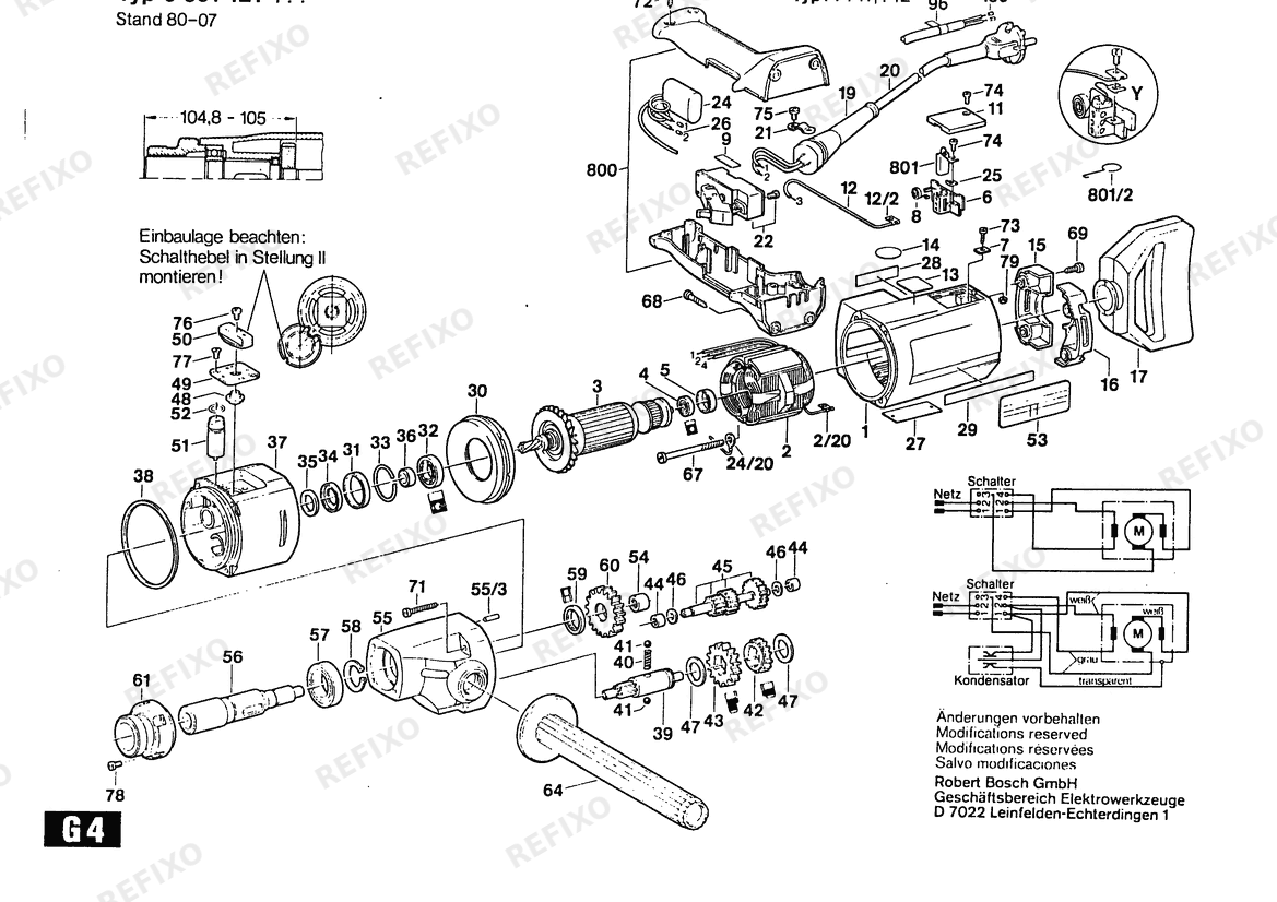 Bosch Дрель 1121.7 | 110 V | 036 - GB (0 601 121 741) — схема запчастей