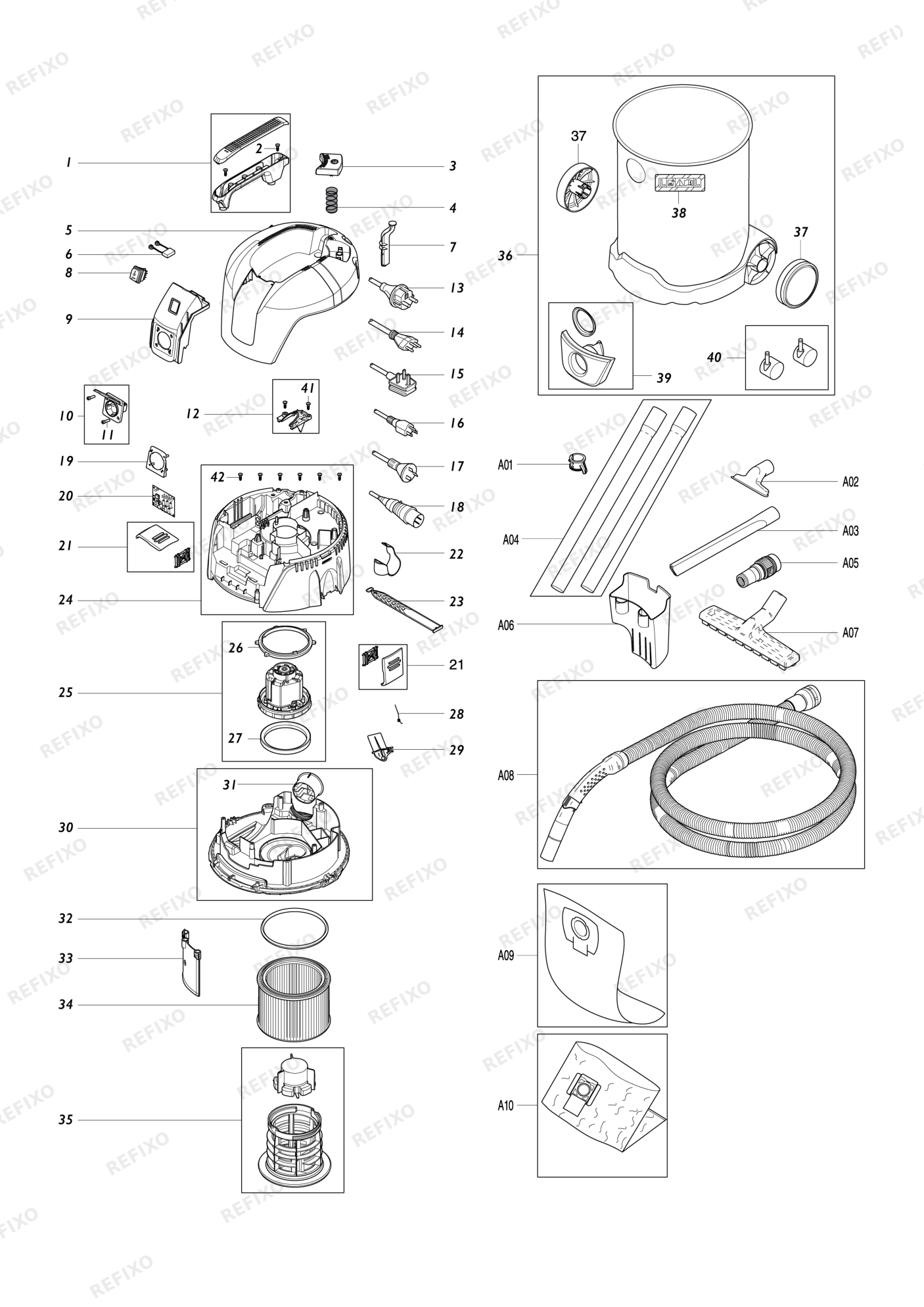 MAKITA VC3011L — схема запчастей