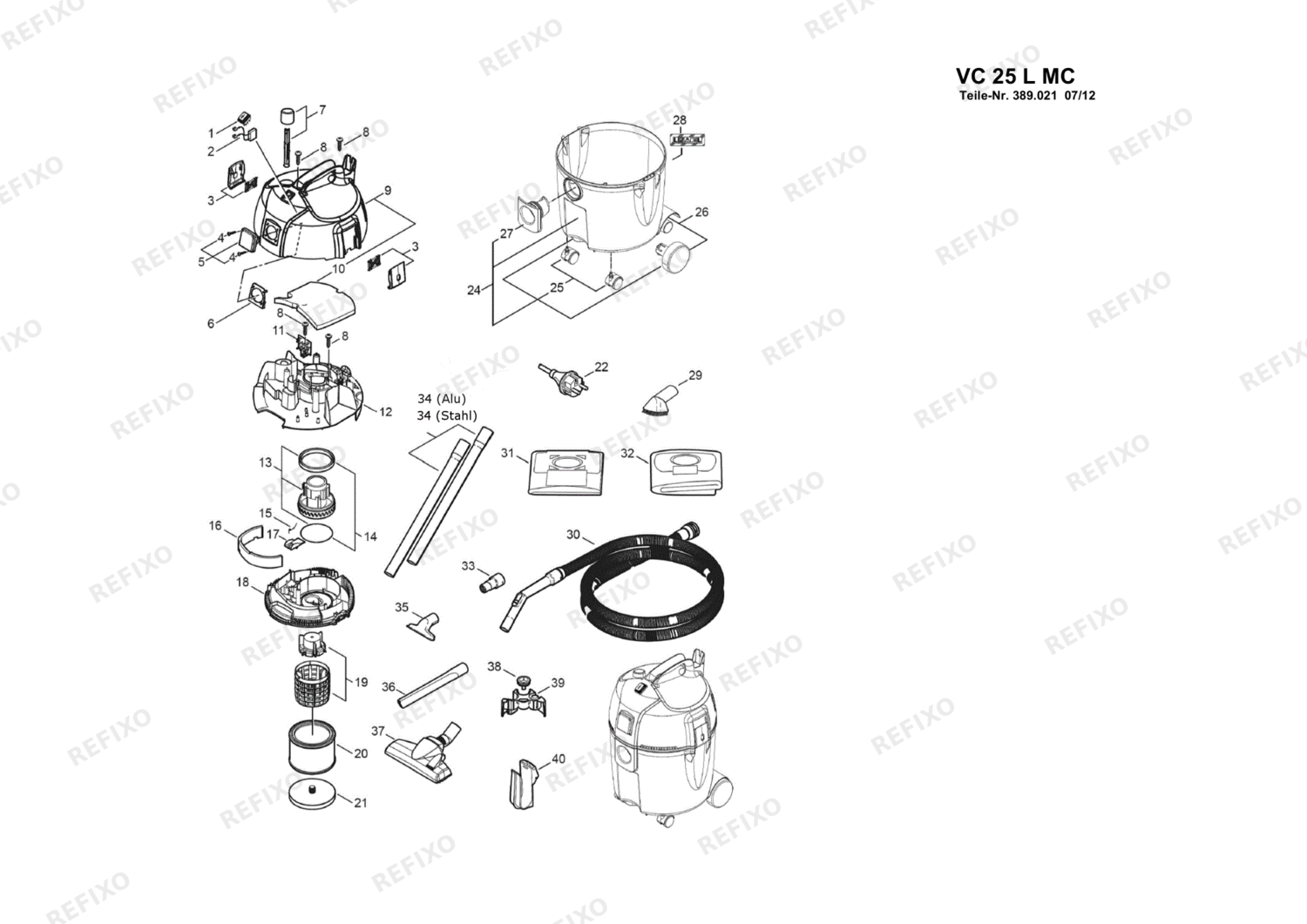 Flex VC 25 L MC 385468 — схема запчастей