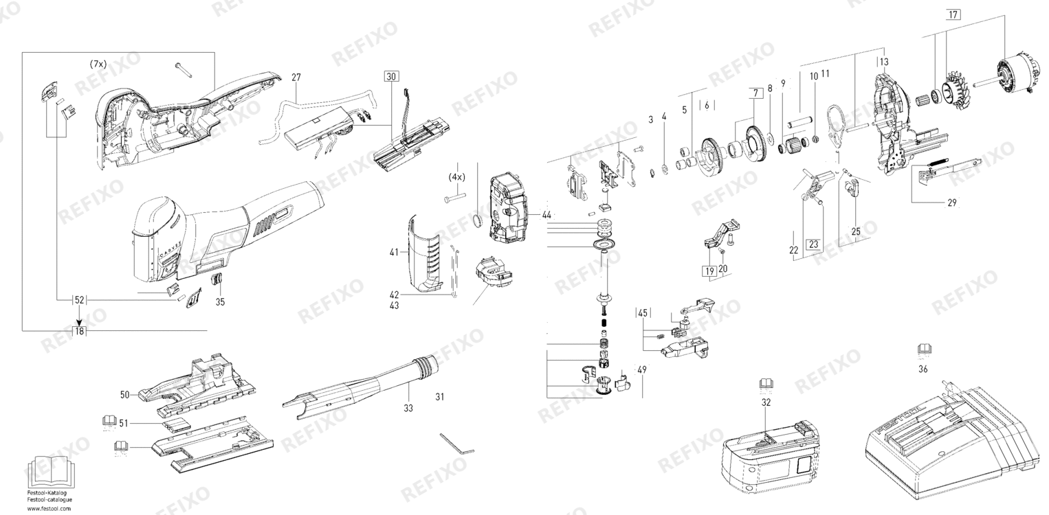 Festool PSC 420 EB FL - Pendelstichsäge 10005015 — схема запчастей