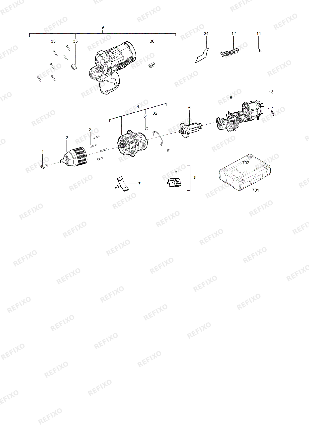 MILWAUKEE M12FPD 0 4933459801 4000467017 — схема запчастей