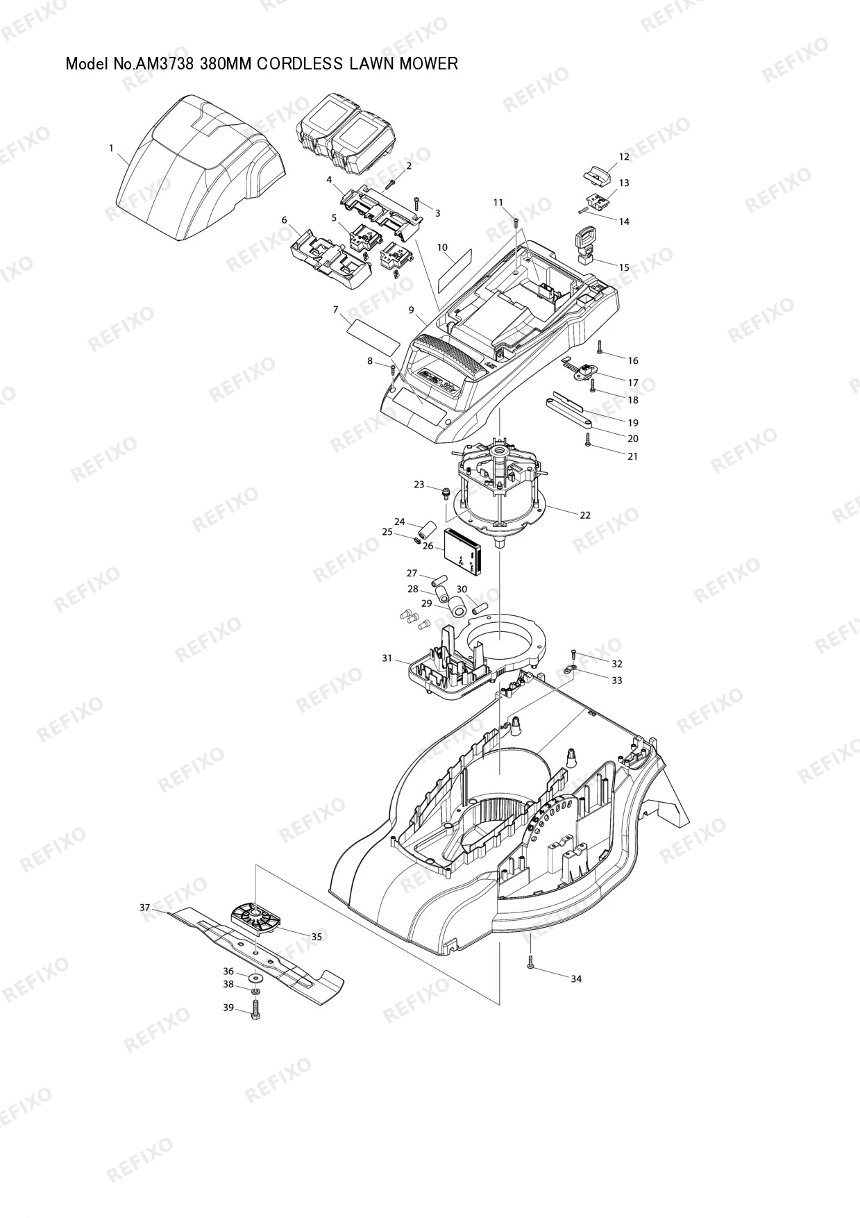 MAKITA AM 3738 — схема запчастей