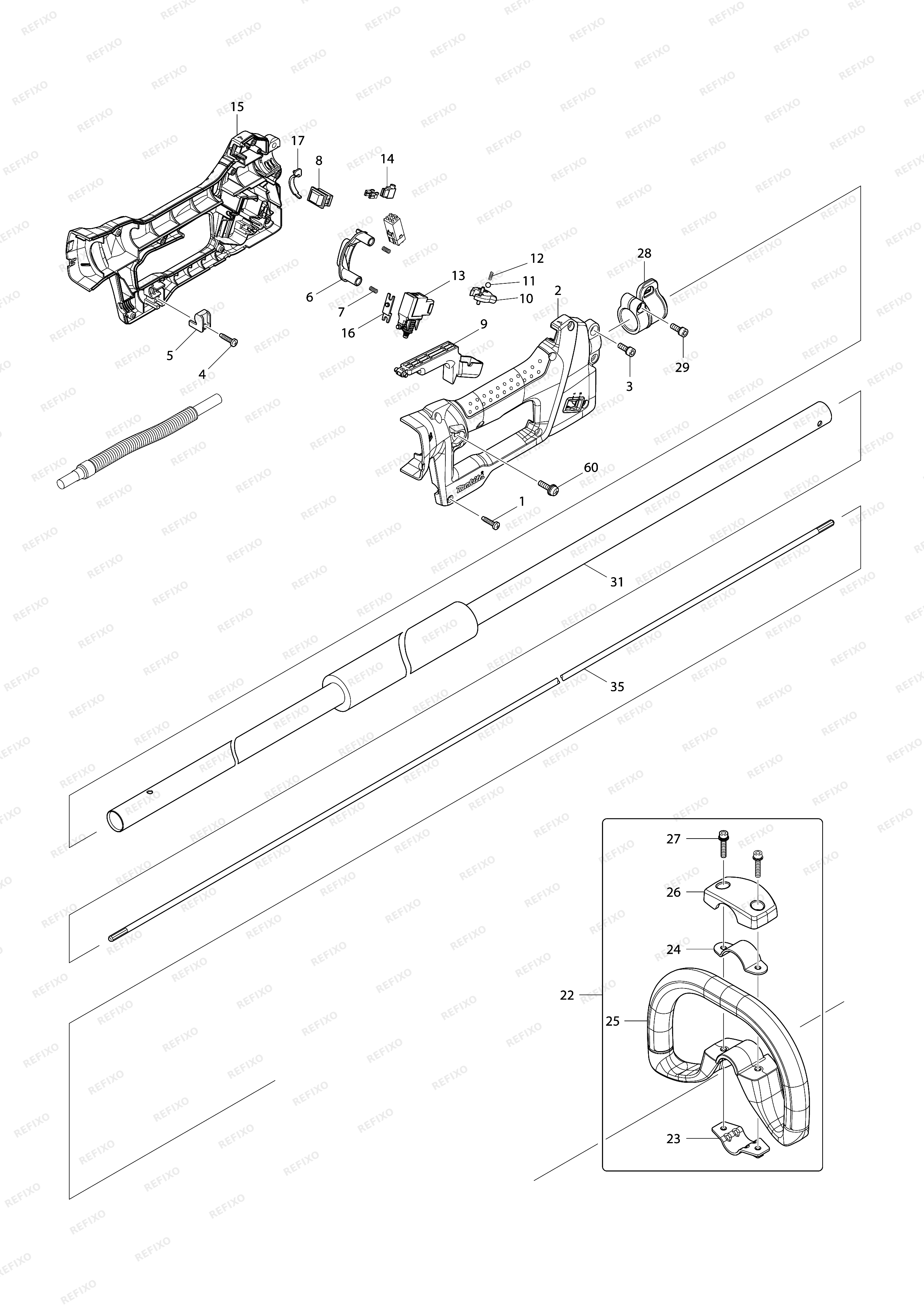 MAKITA BUN490 — схема запчастей