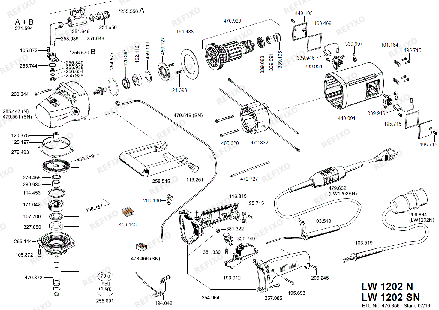 Flex LW 1202N - Nasschleifmaschine LW1202N — схема запчастей