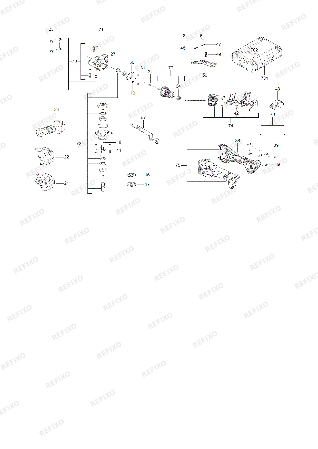 MILWAUKEE M18FHSAG125XPDB2 0X 4933493417 4000497915 — схема запчастей