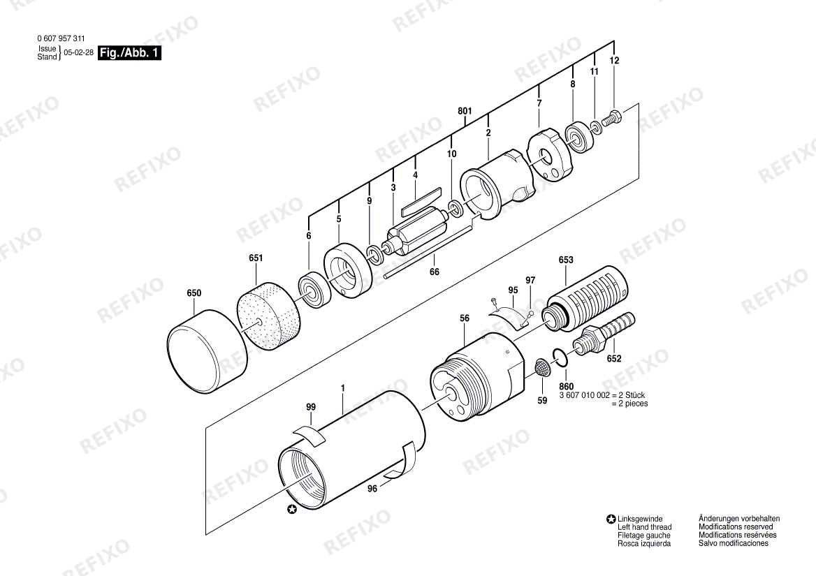 Bosch Einbaumotor 740 WATT-SERIE (0 607 957 311) — схема запчастей
