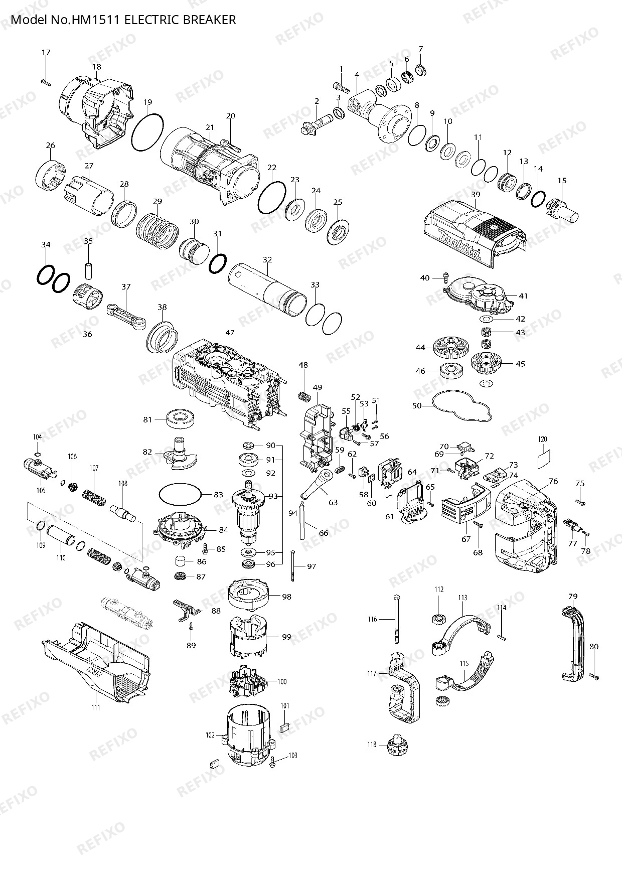 MAKITA HM1511 — схема запчастей