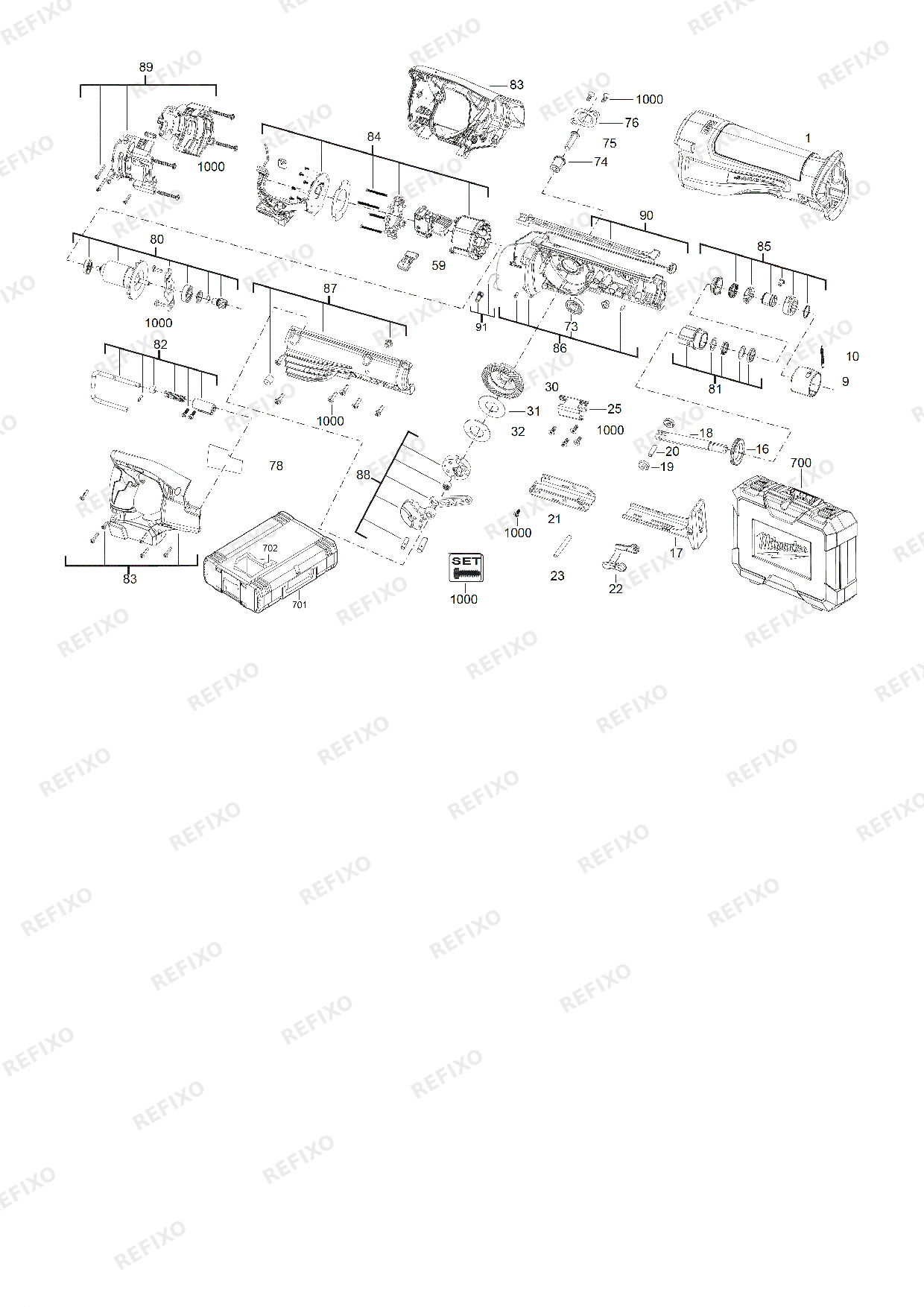 MILWAUKEE M18CSX 0X 4933451428 4000452675 — схема запчастей