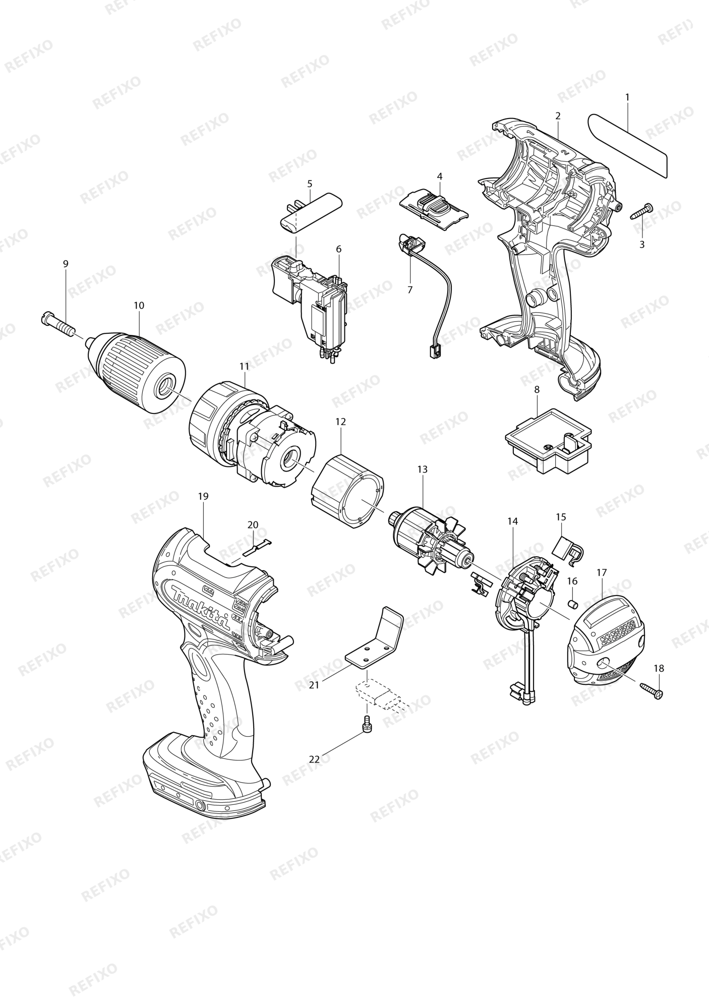 MAKITA BDF452 — схема запчастей