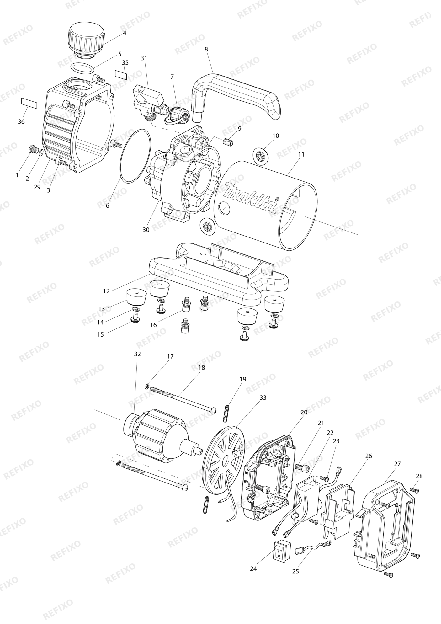 MAKITA DVP180 — схема запчастей