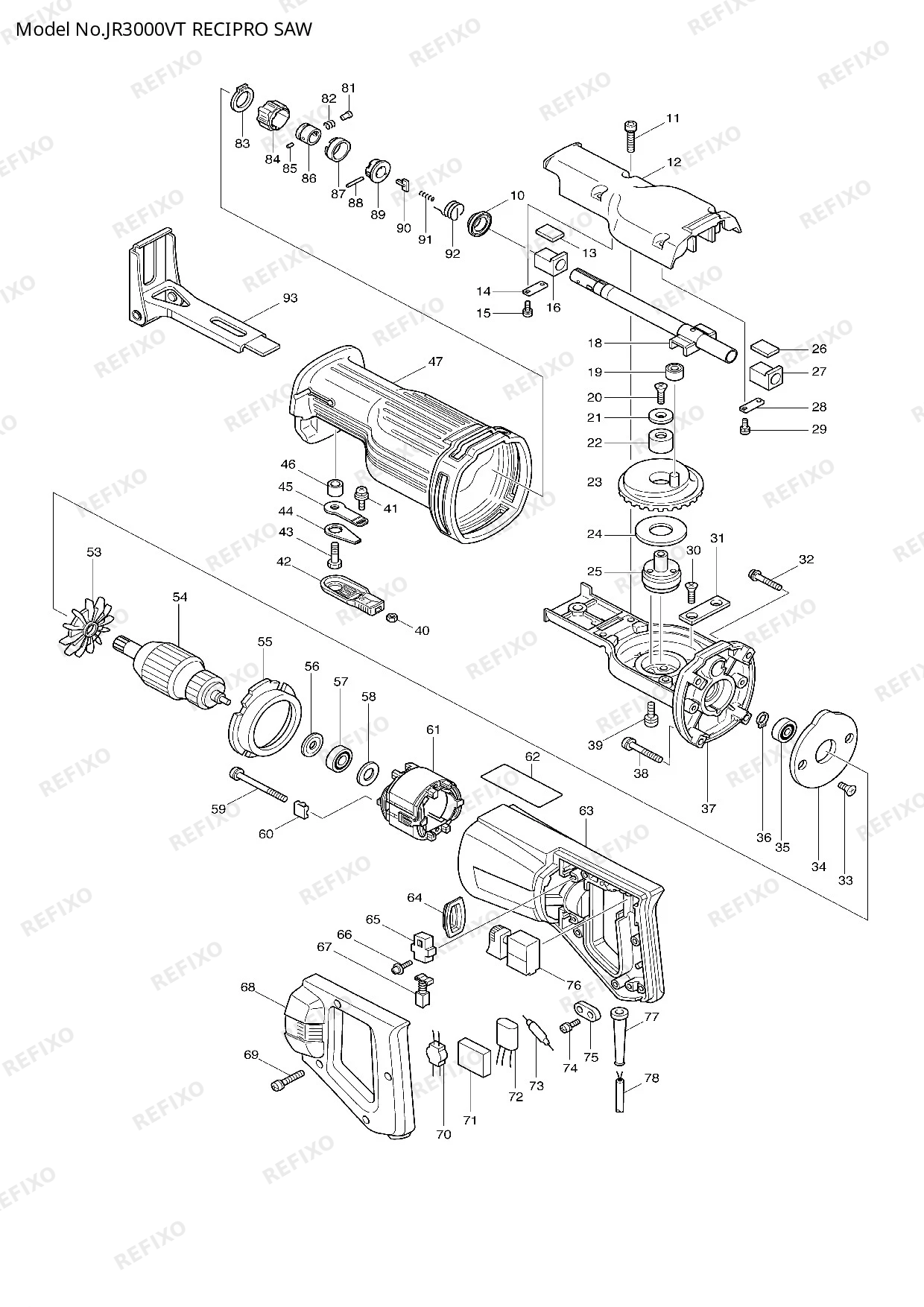 MAKITA JR3000VT — схема запчастей