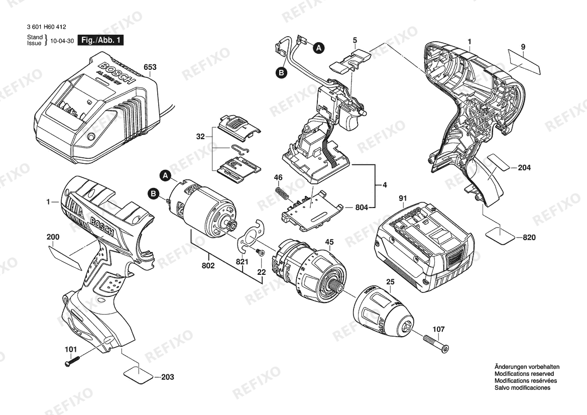 Bosch Аккумуляторный - шуруповёрт 36614 | 14.4 V | 061 - US (3 601 H60 412) — схема запчастей
